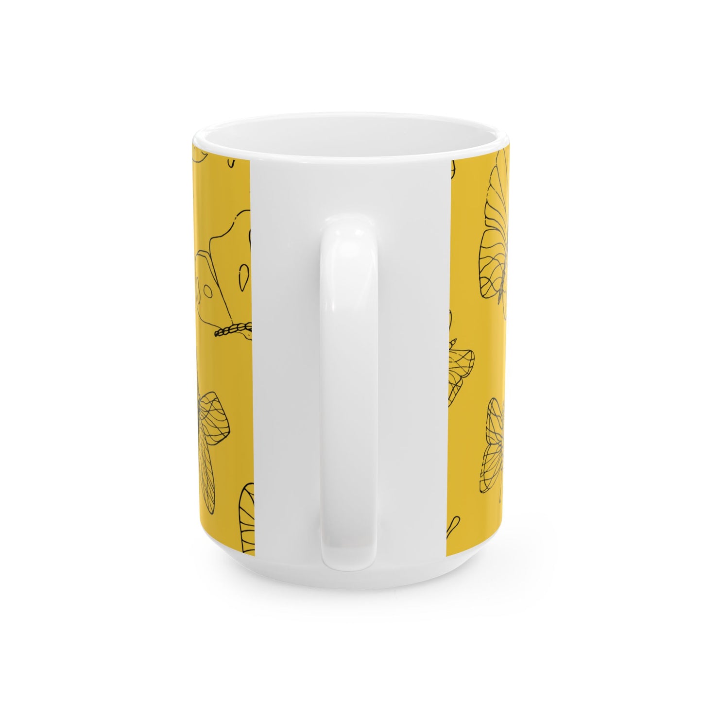 C'est la Vie 'Be Happy Anyway' Butterfly Ceramic Mug, LEMON YELLOW - Encouragement Gift