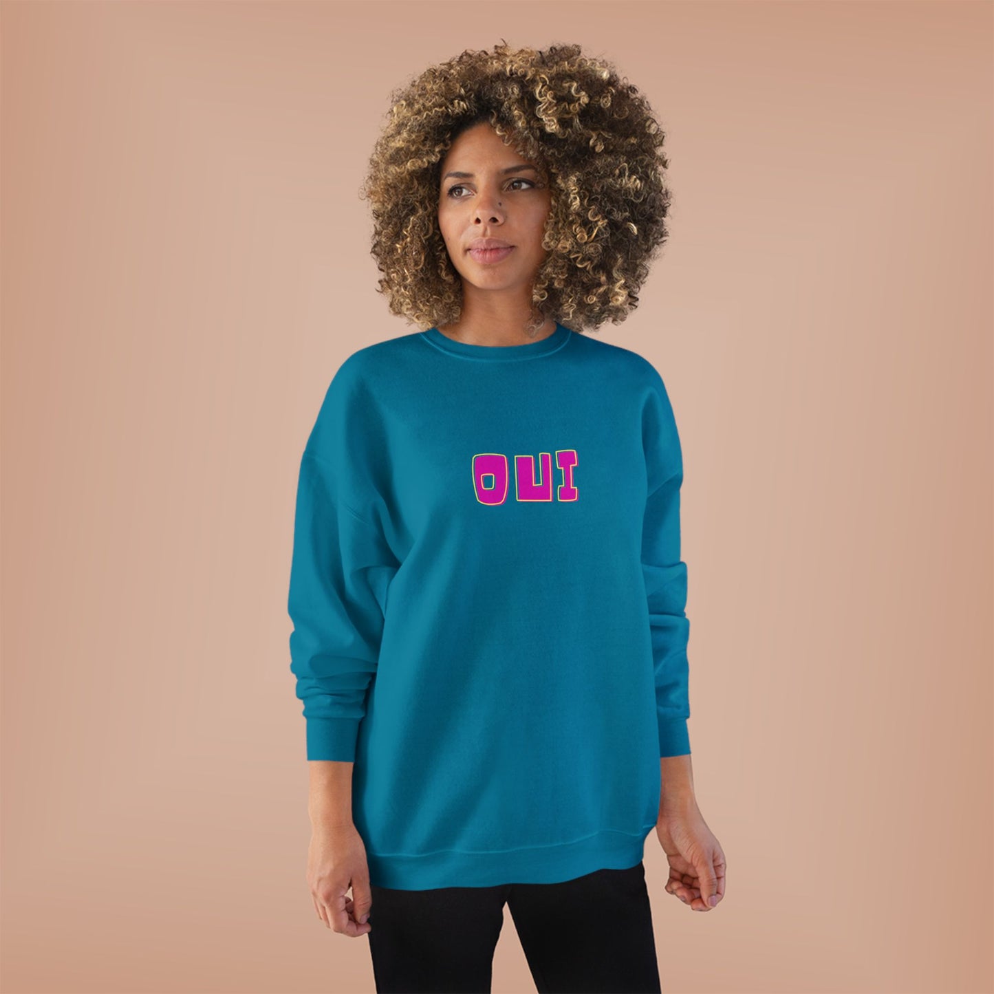 Bold French "OUI" Ladies Sweatshirt - Bright Color Sweatshirt