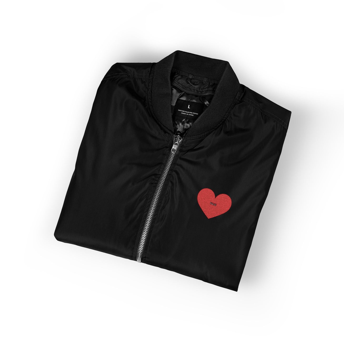 Bomber Jacket with Heart Embroidery, Fashionable Fall Jacket 2025