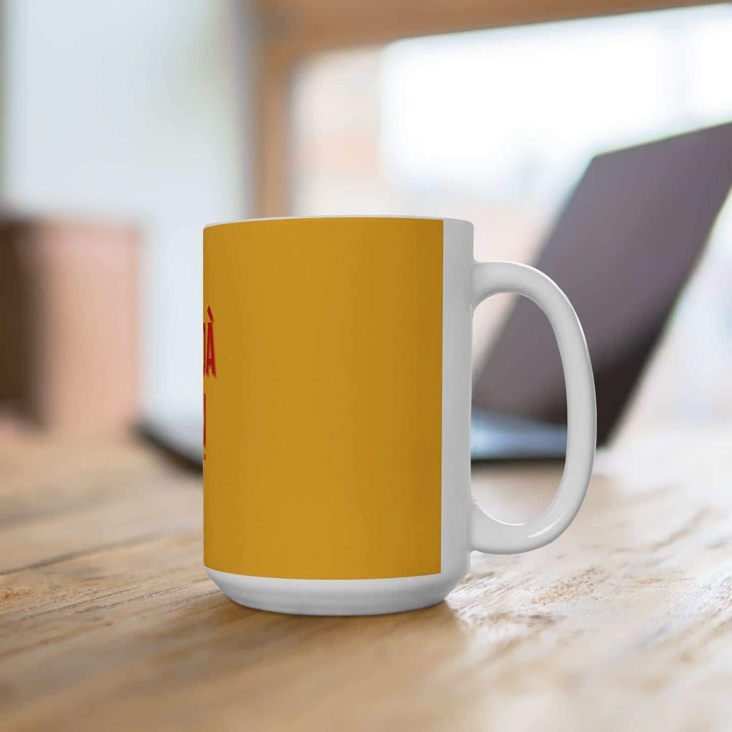Deja Vu - "Living in the Illusion" Ceramic Mug, Yellow