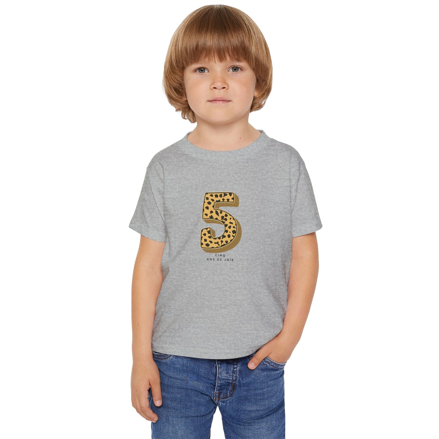 Leopard Print 5th Birthday Toddler T-Shirt