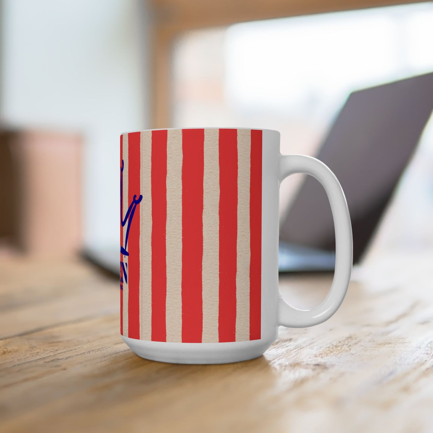 QUEEN Crown Red Striped Ceramic Mug (11oz & 15oz)