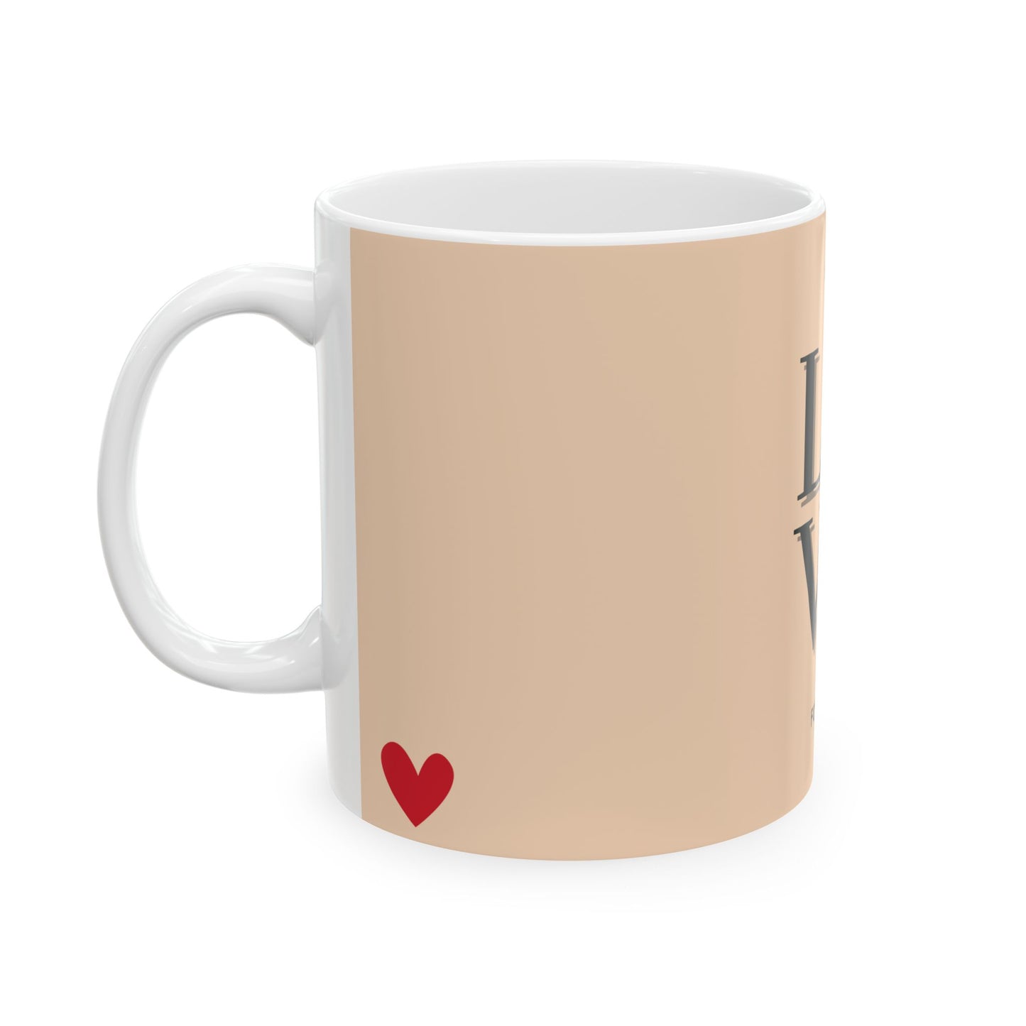 Mug with a red heart on a beige background