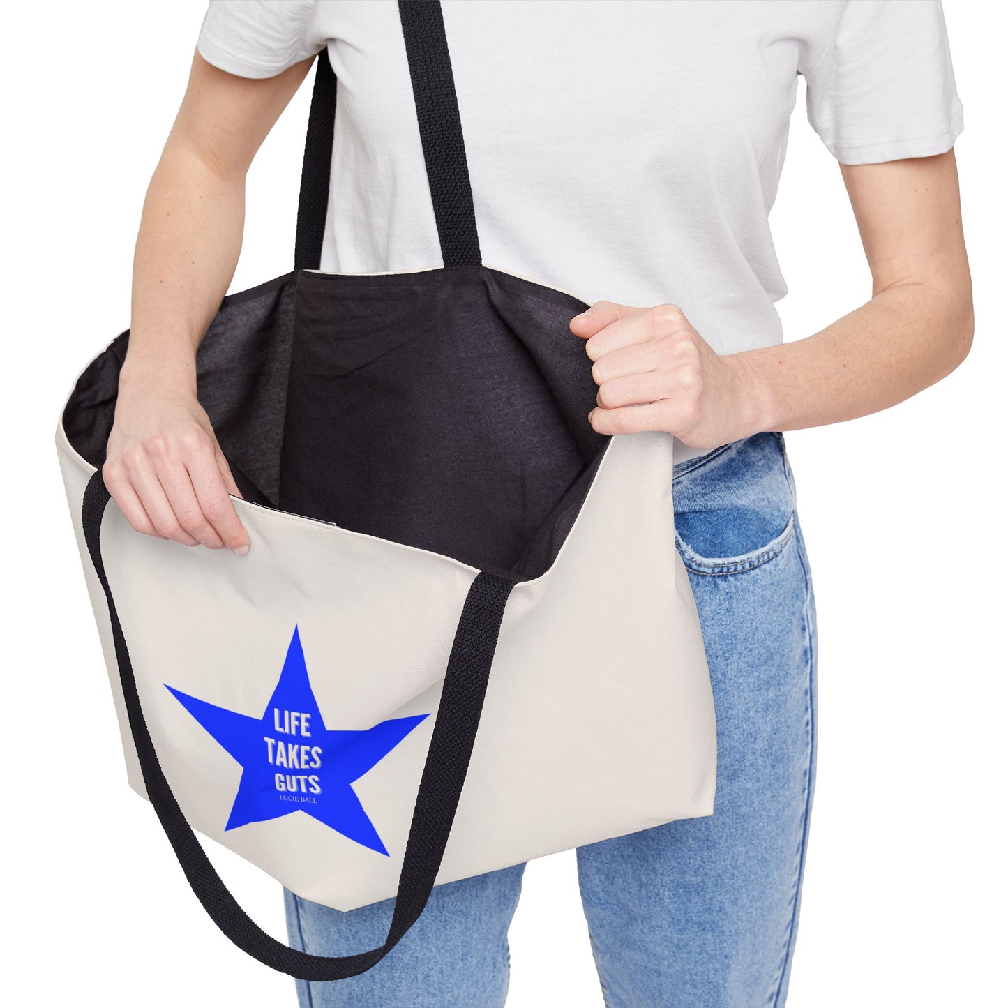 Star Weekender Tote Bag - LIFE TAKES GUTS, Lucille Ball Quote