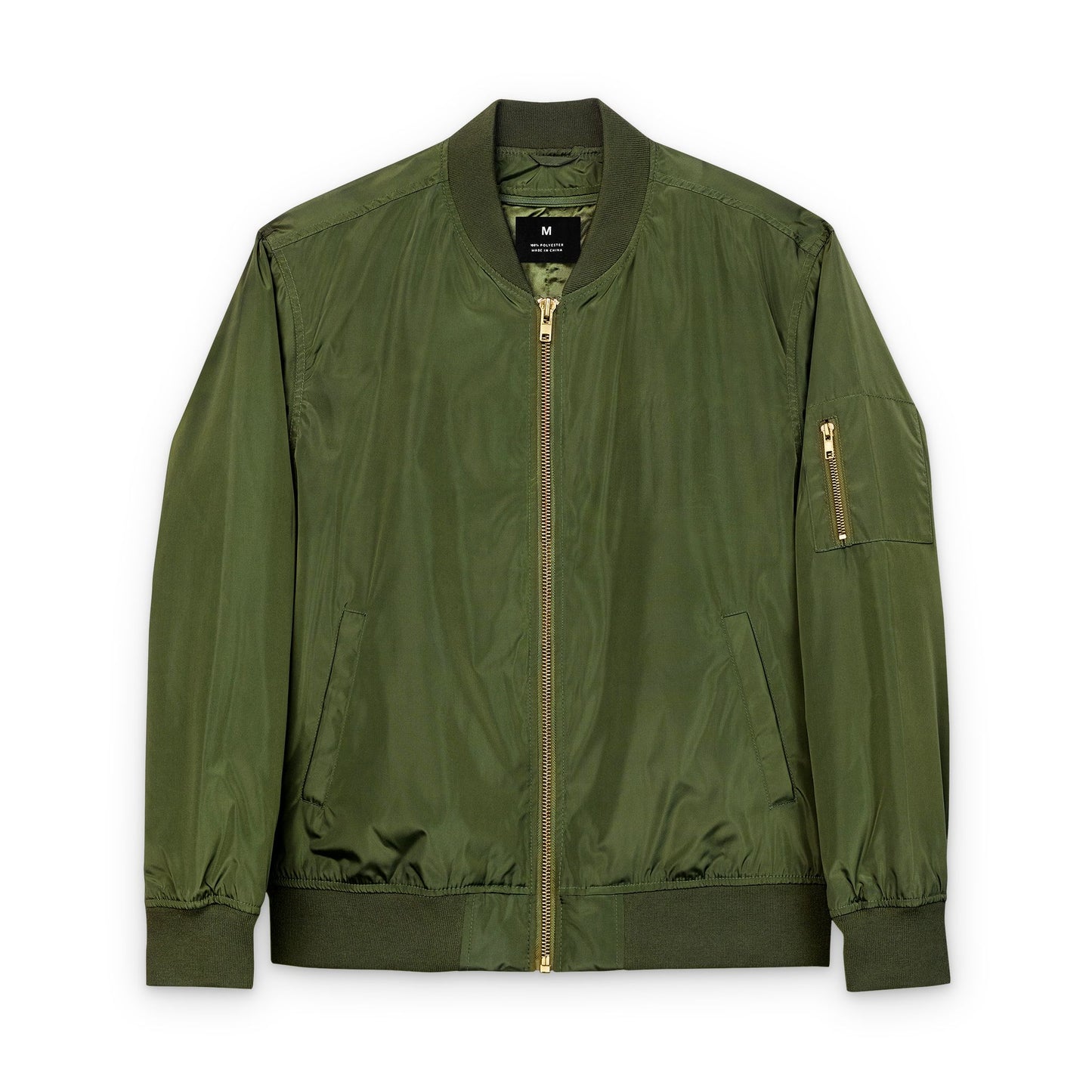 Green bomber jacket on a white background