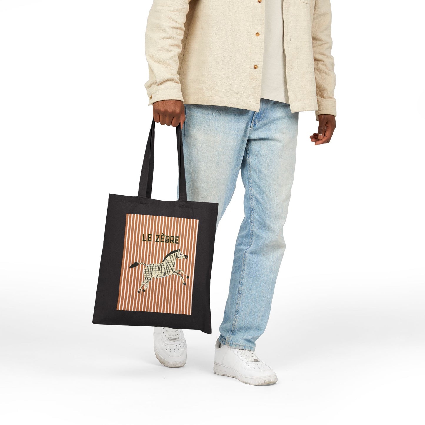 Playful Le Zebre Cotton Canvas Tote Bag