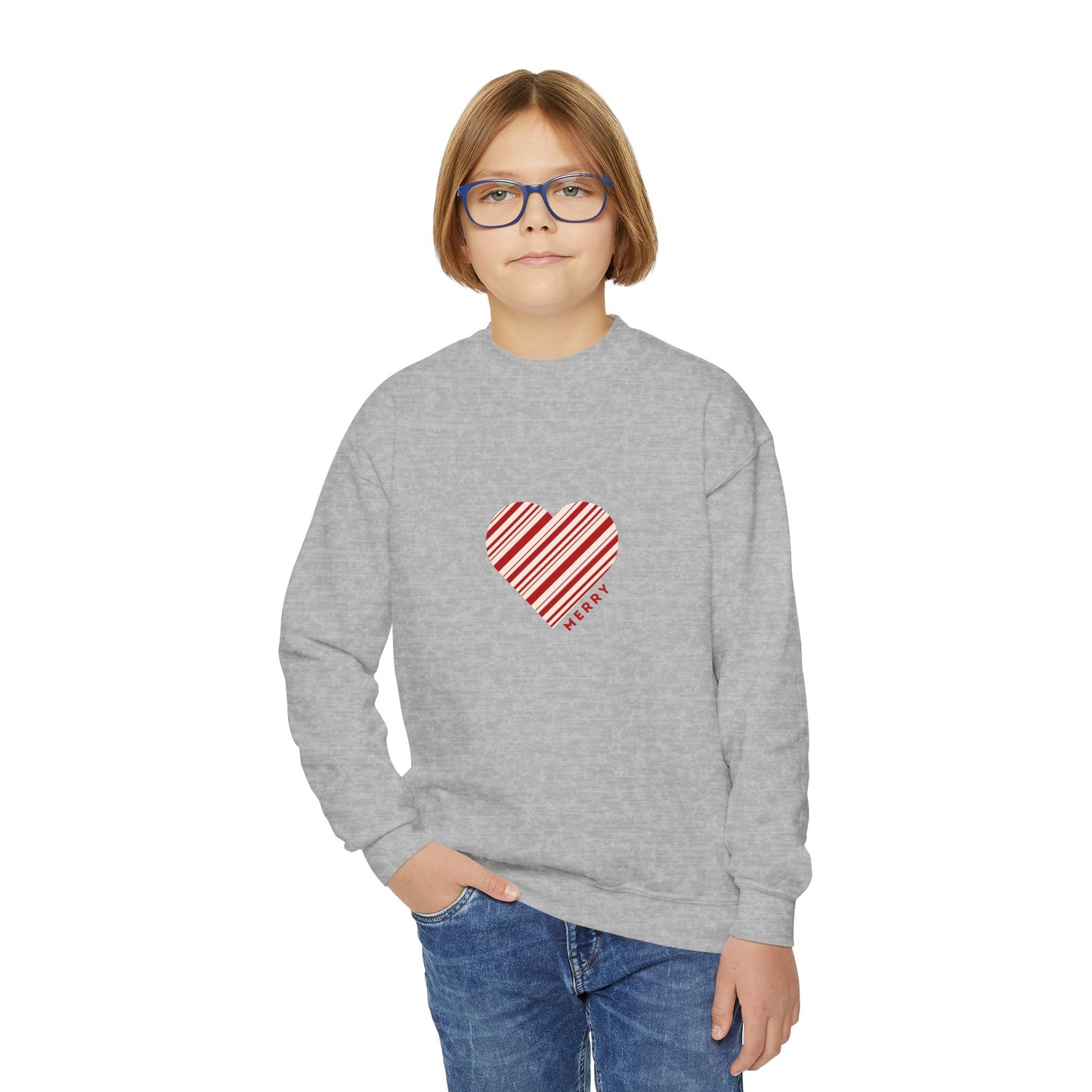 Teen Christmas Sweatshirt, Peppermint Heart