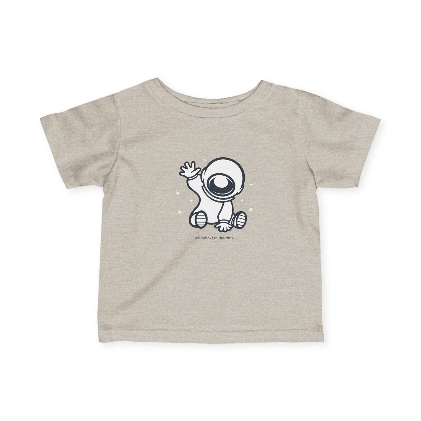 Beige t-shirt with an astronaut character on a white background