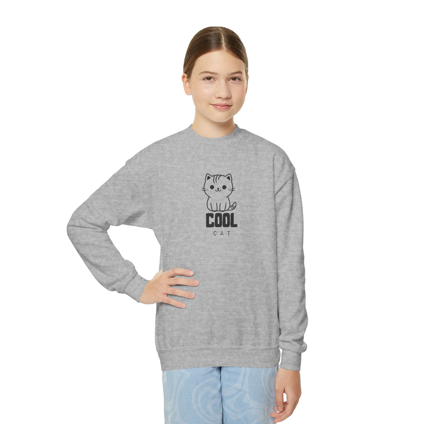 Cool Cat Teen Crewneck Sweatshirt | Halloween Shirt