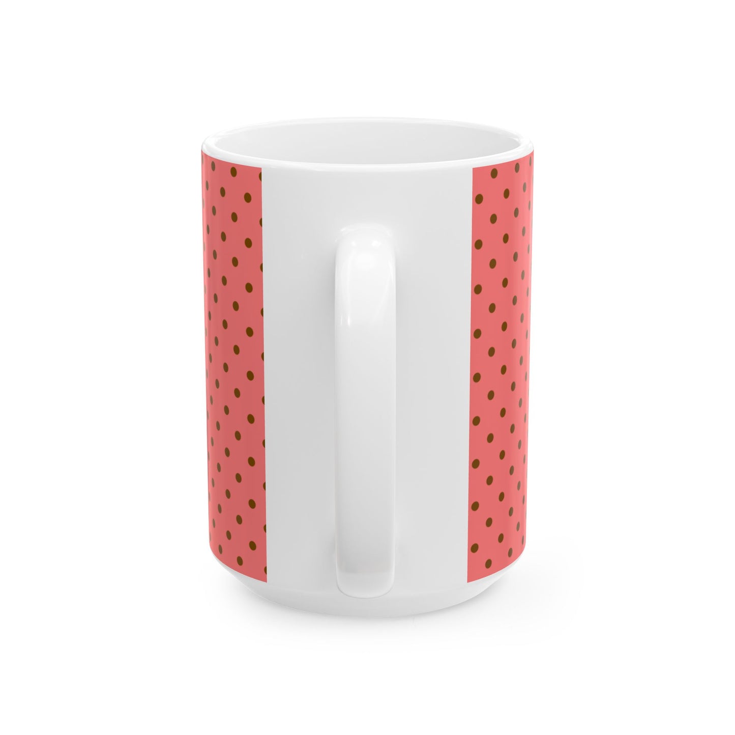 Bonjour Polka Dot Mug — Pink Retro Ceramic Coffee Cup (11oz & 15oz)