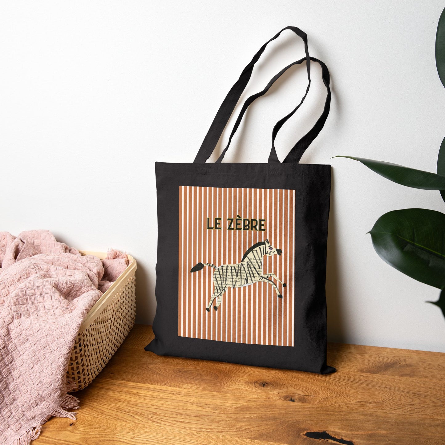 Playful Le Zebre Cotton Canvas Tote Bag