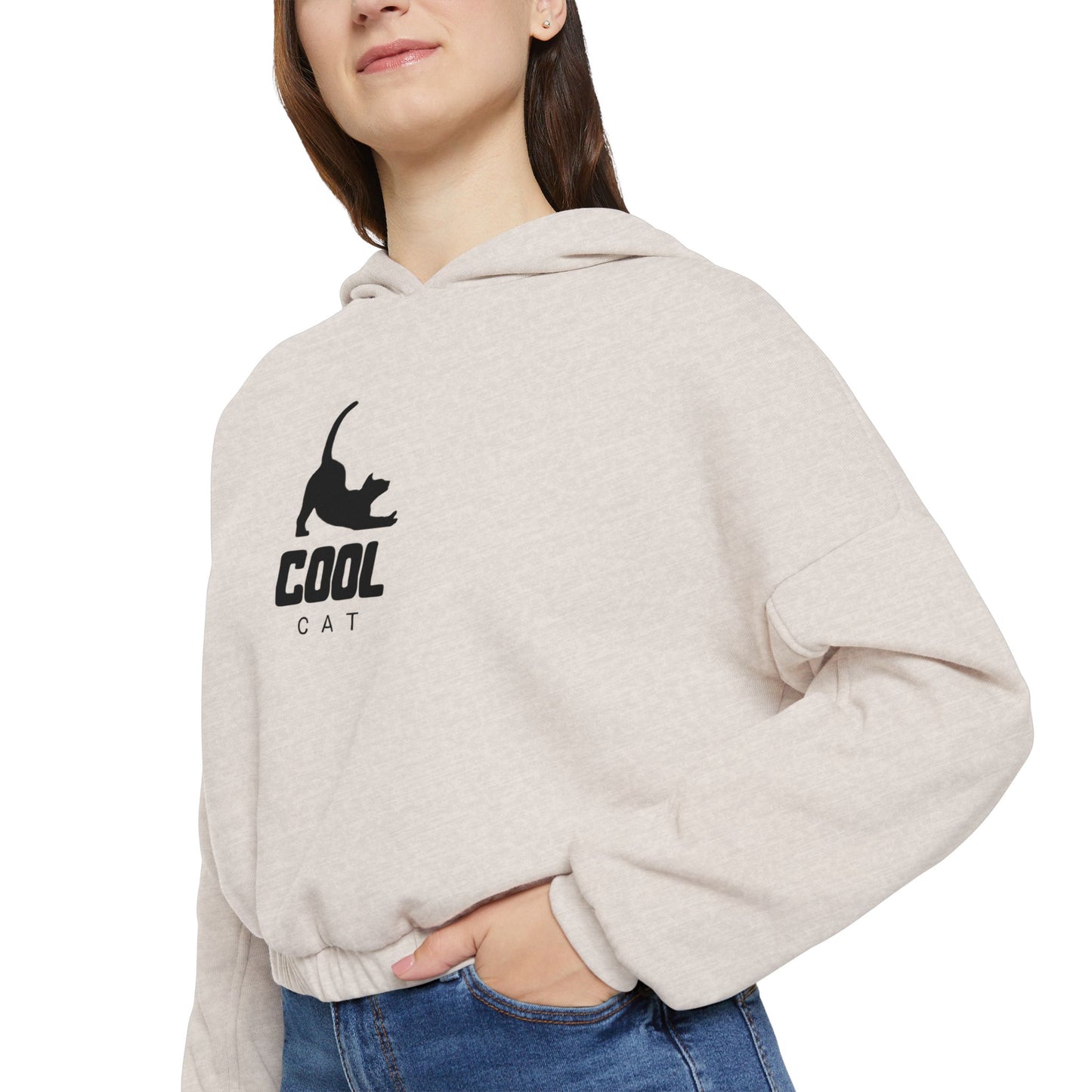 Cool Cat Cinched Bottom Hoodie | Coquette Top