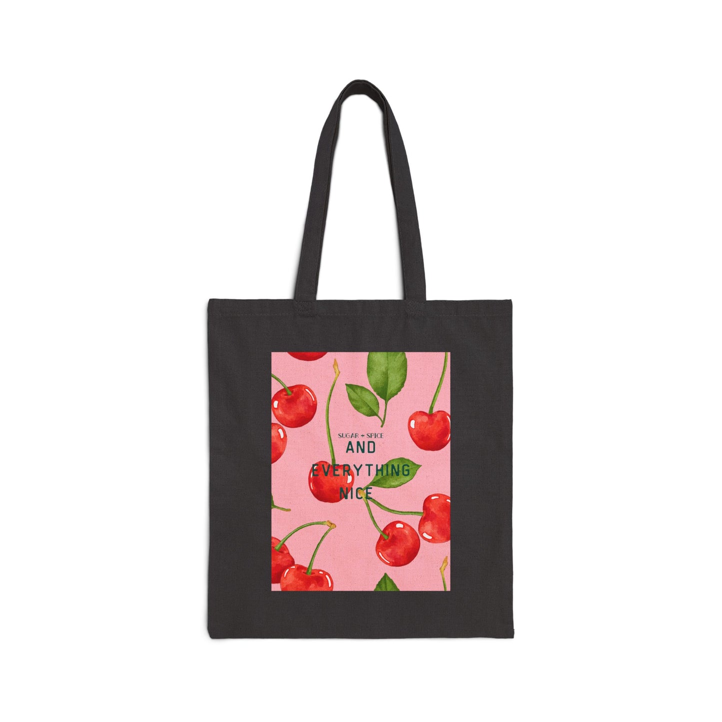And Everything Nice Girly Canvas Tote Bag, Cherry