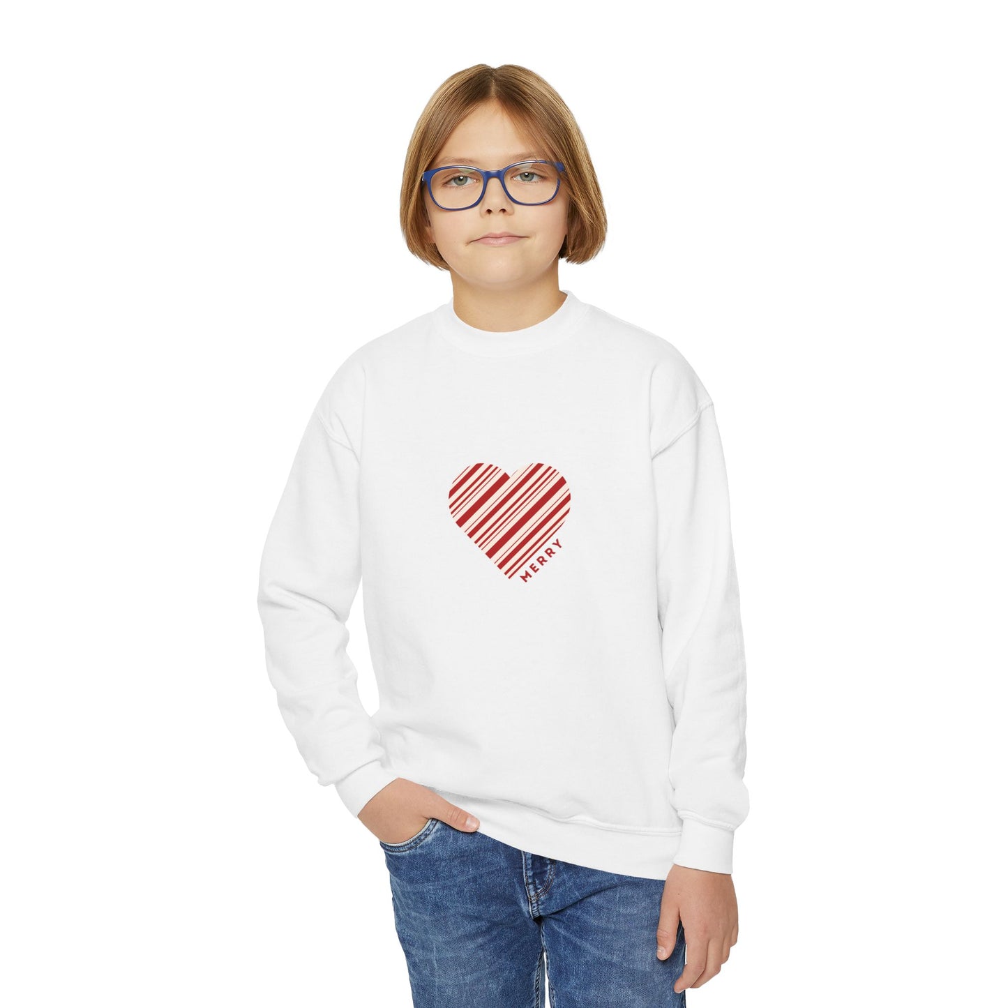 Teen Christmas Sweatshirt, Peppermint Heart