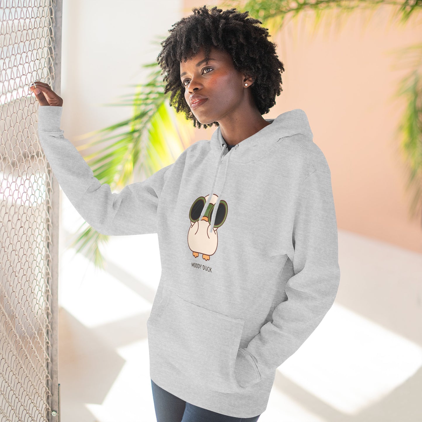 Moody Duck Fleece Hoodie | Cute Graphic Sweatshirt