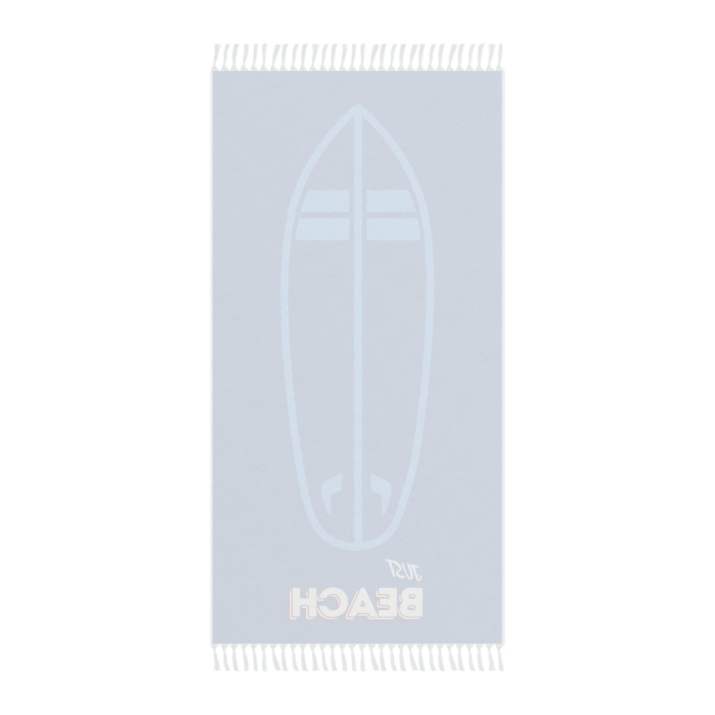 Beach Towel - Boho Surfboard Design "Just Beach" Fringe Towel