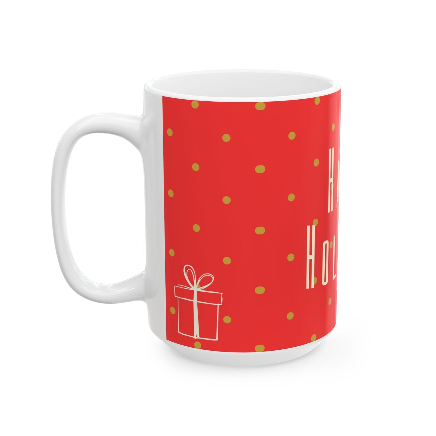 Whimsical HAPPY HOLIDAYS Ceramic Mug