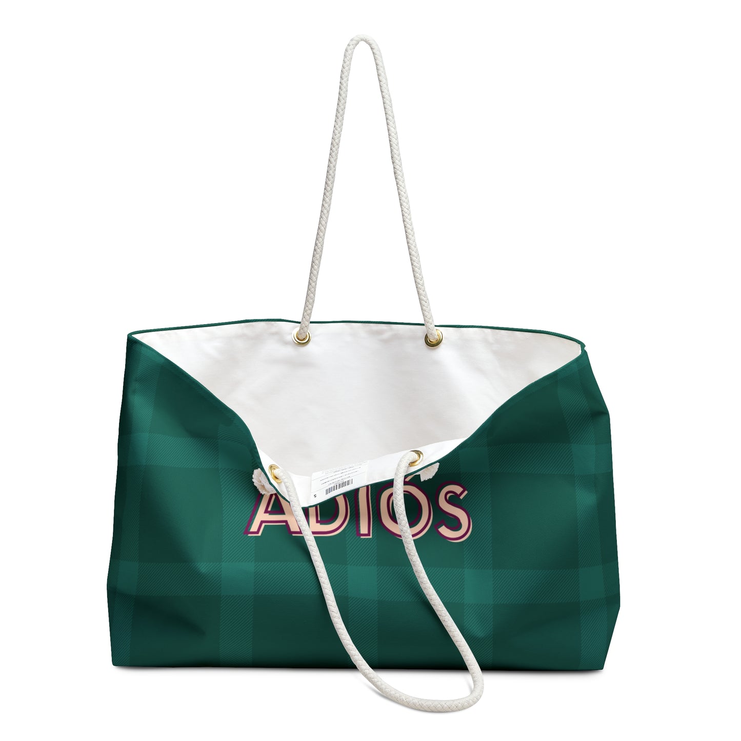 Adios Green Plaid Weekender Bag Tote, Traveler Gift