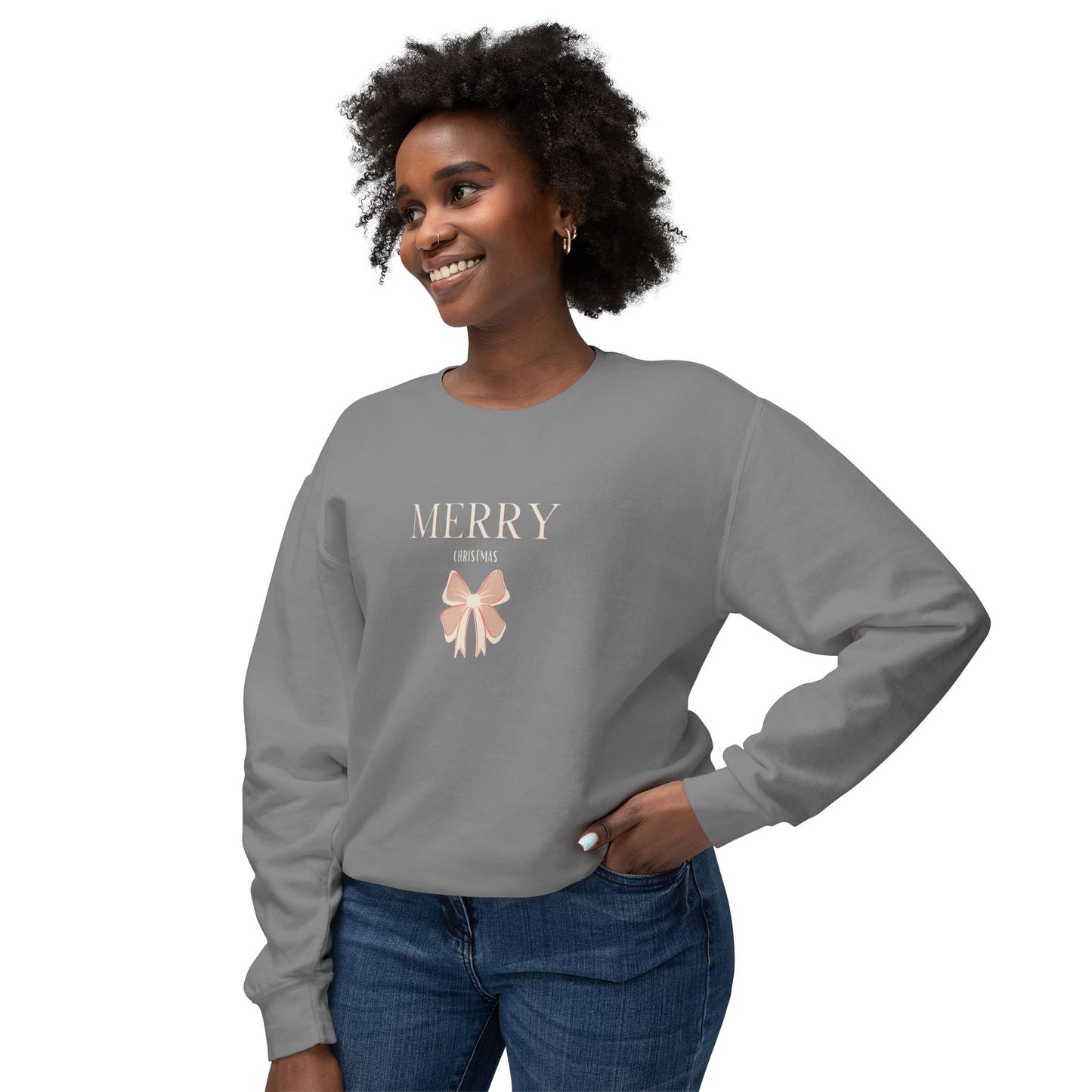Merry Christmas Bow Ladies Sweatshirt