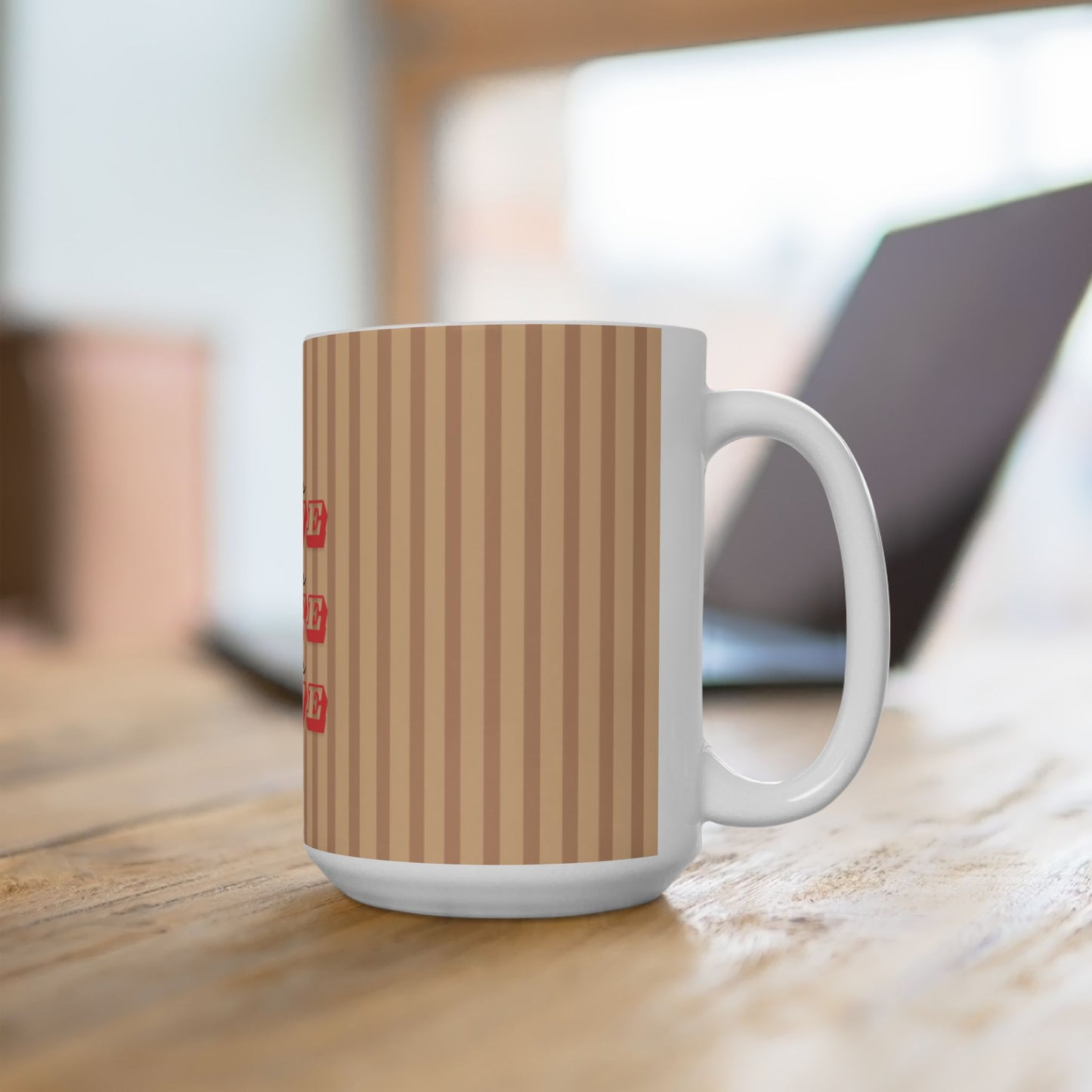 Ceramic Mug - MORE LOVE Coffee Mug, TAN
