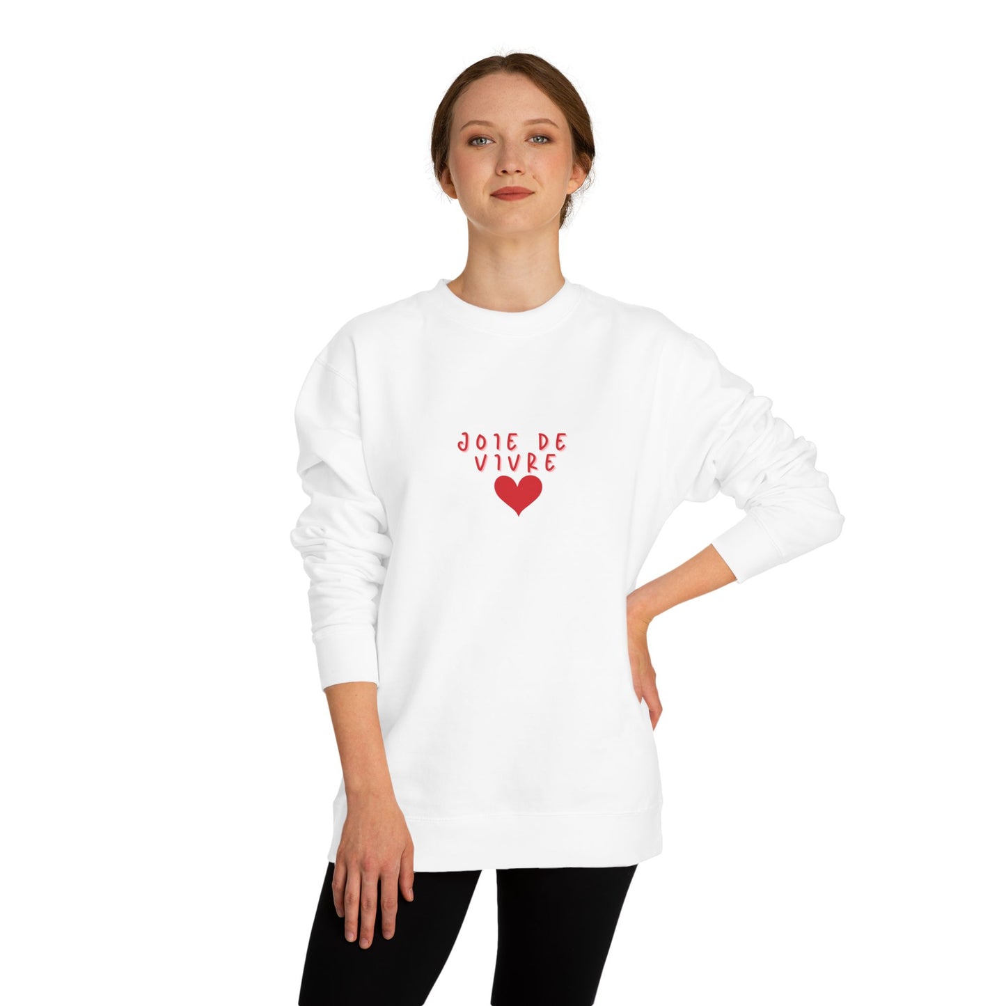 Joie de Vivre Heart Sweatshirt - Cozy French Crew Neck