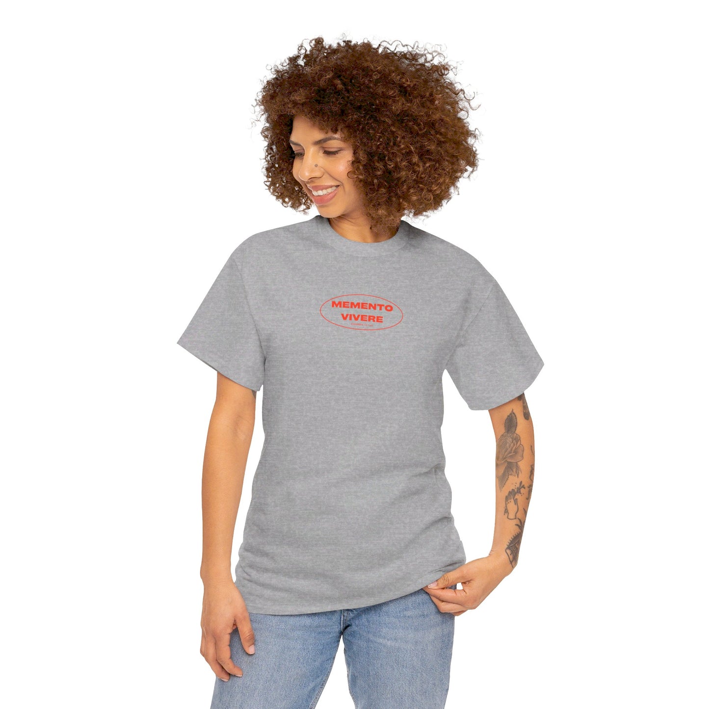 Stoic Tee "Momento Vivere" (Remember to Live) -Red, Men's Clothing