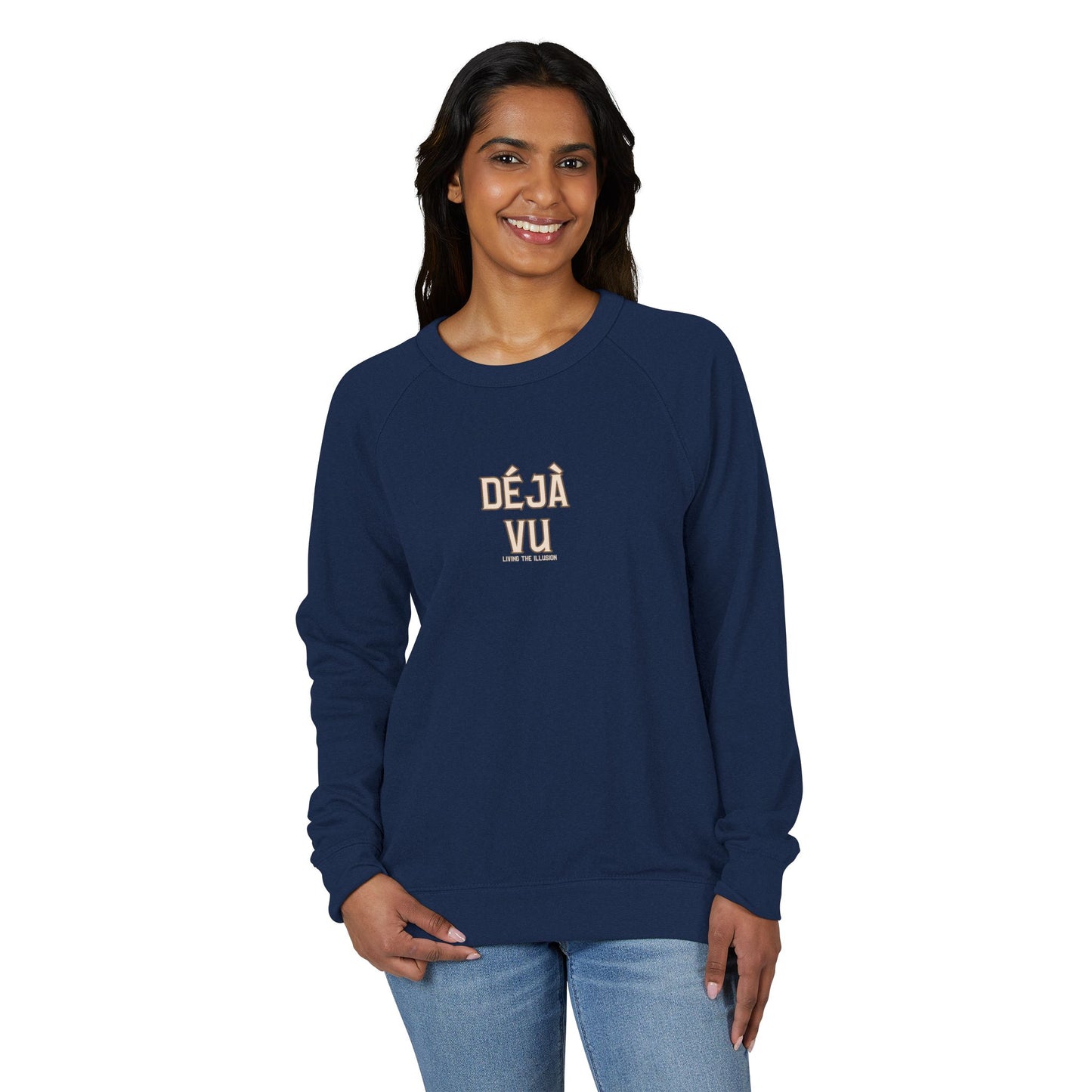 French Terry Crewneck "Déjà Vu"Sweatshirt, Stylish Casual Wear