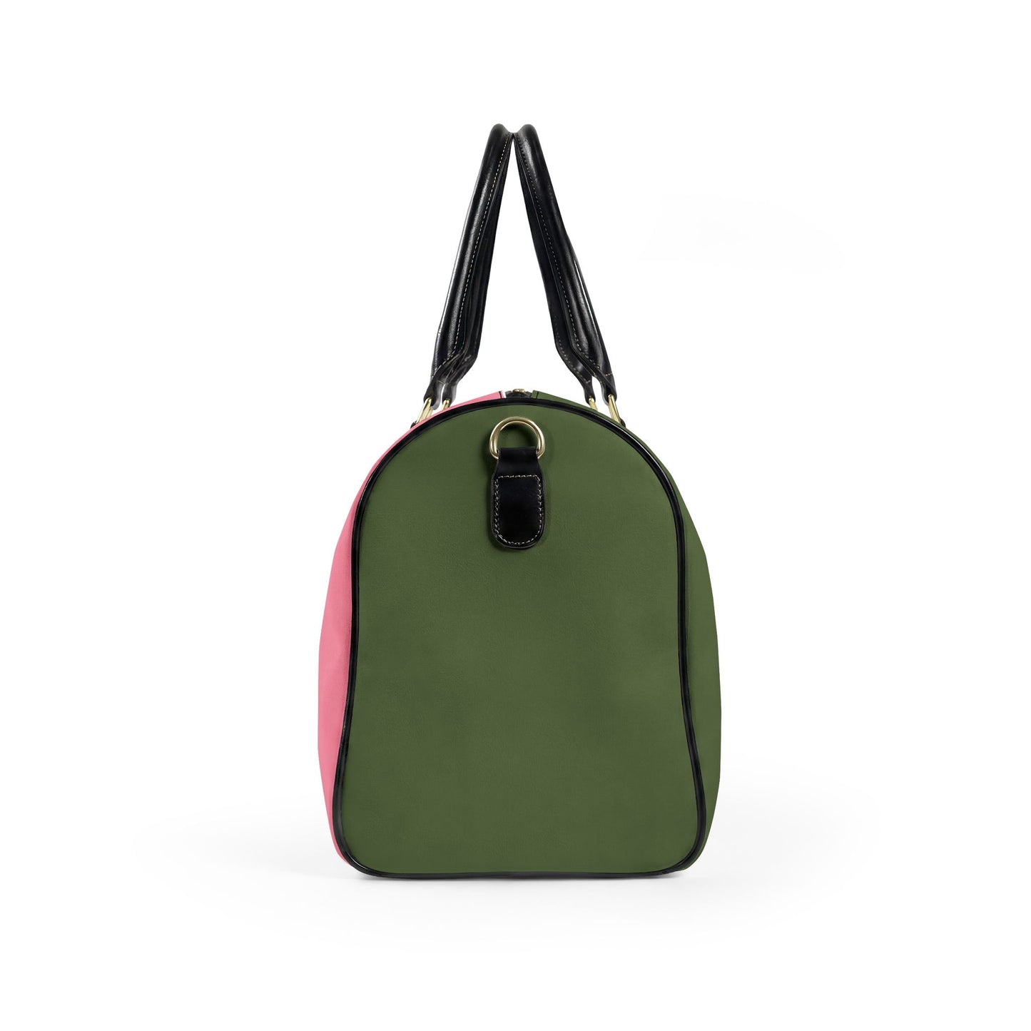 Je Ne Sais Quoi Leather Travel Bag – Pink & Olive Weekender Duffle