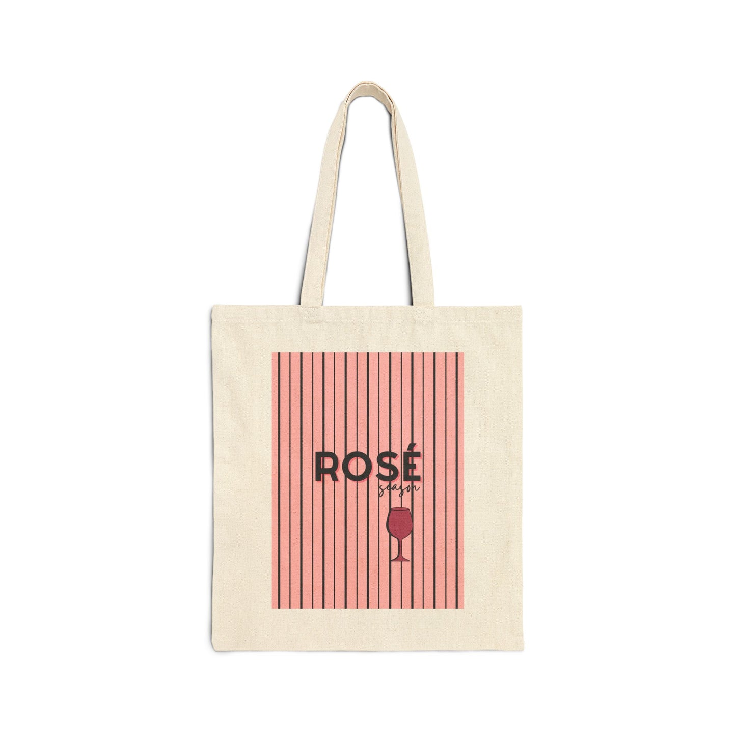 Rosé Season Cotton Tote Bag, Chic Summer Beach Bag