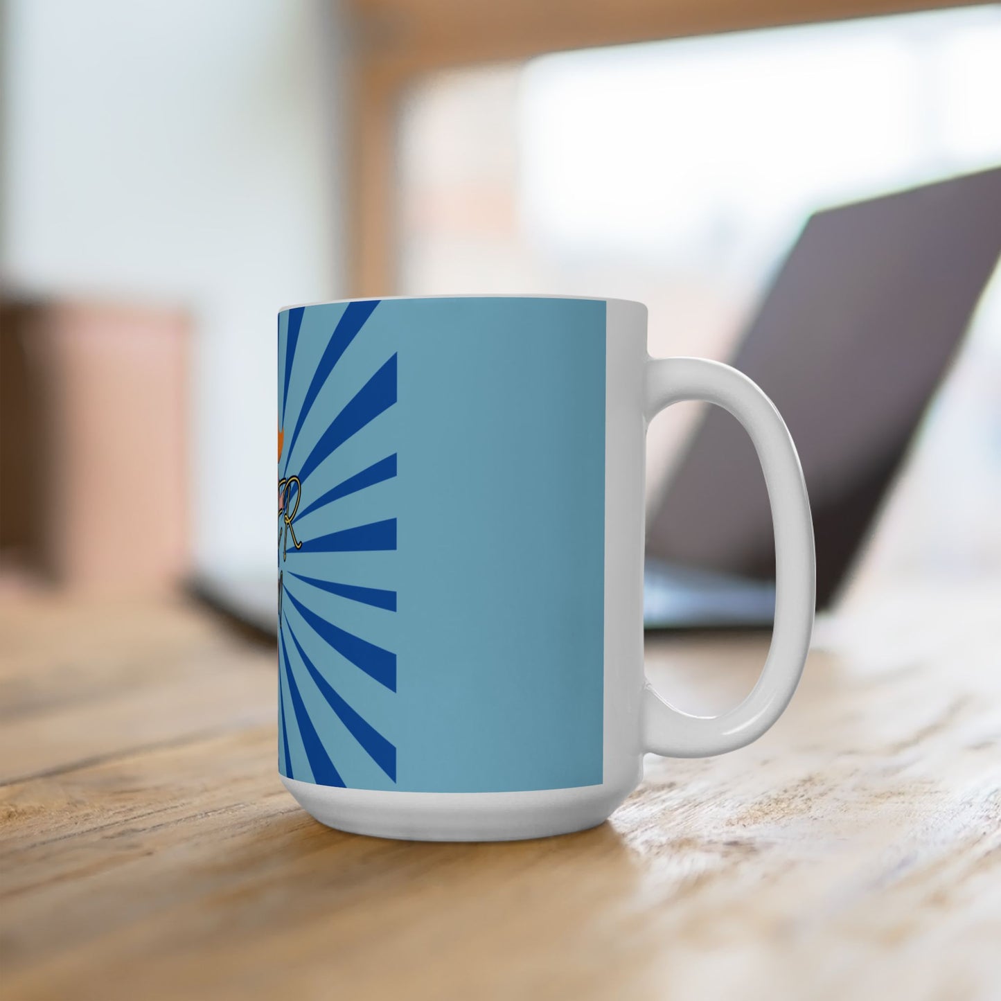 Super Mom Ceramic Mug, AZURE BLUE – Retro Superhero Mom Coffee Cup