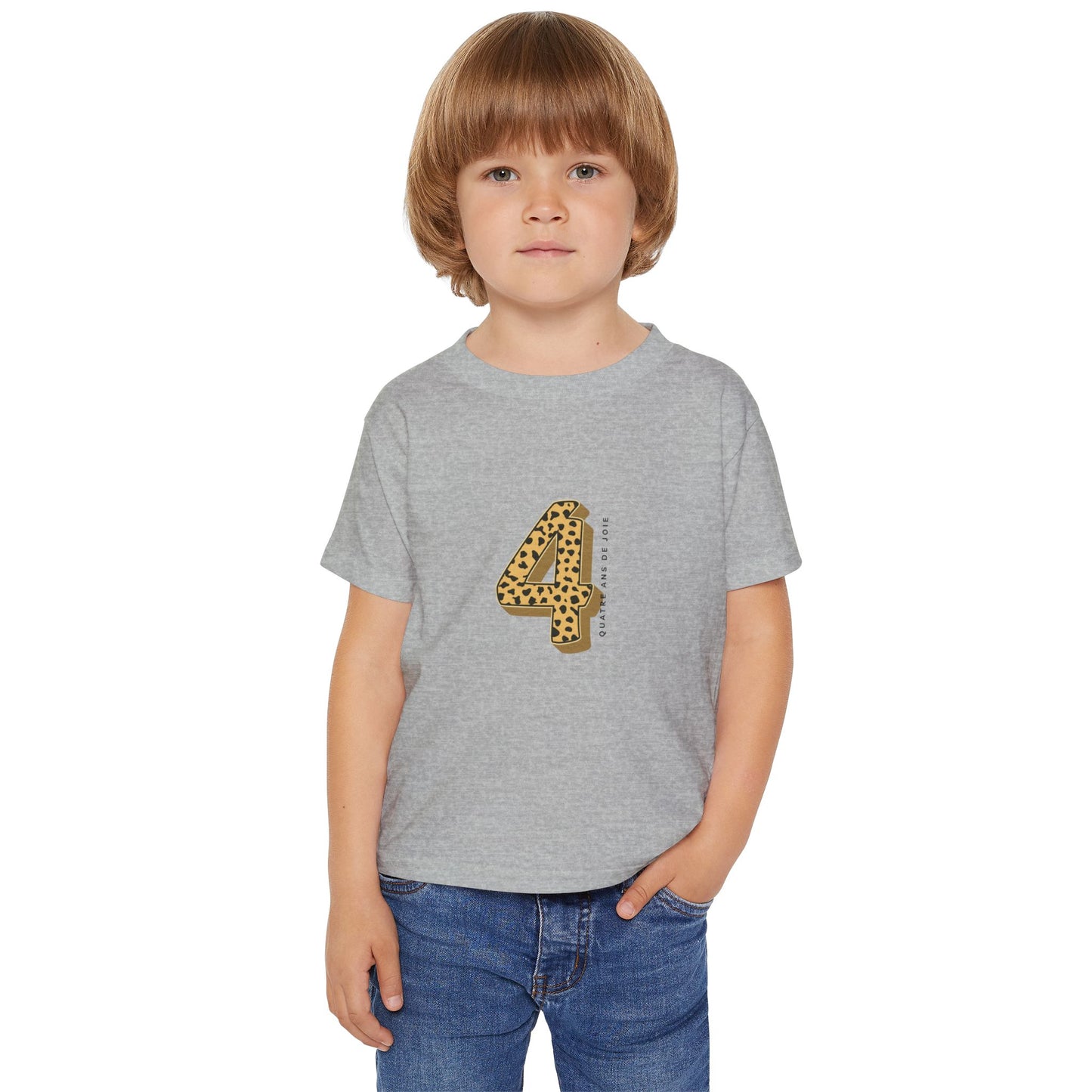 Leopard Print 4th Bday Toddler T-shirt