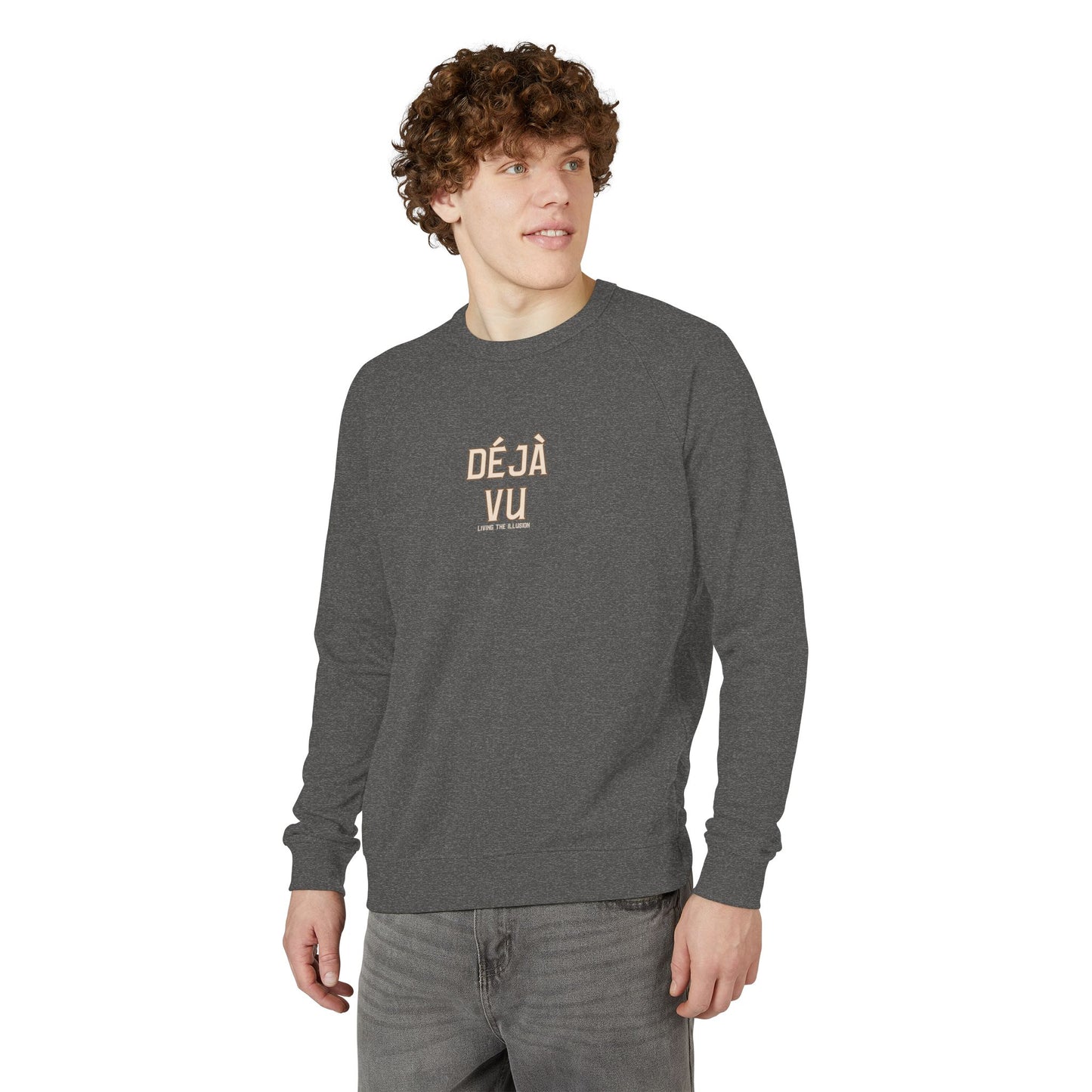 French Terry Crewneck "Déjà Vu"Sweatshirt, Stylish Casual Wear