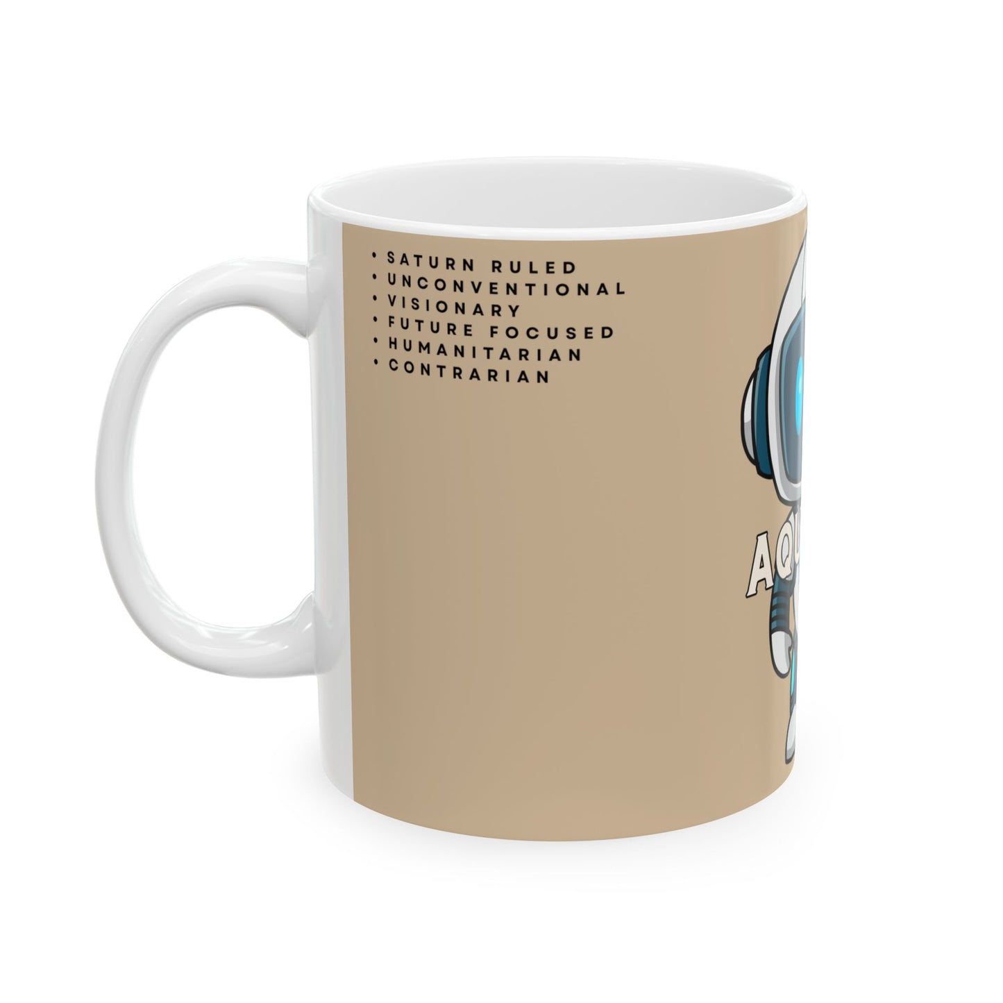 AQUARIUS Astrological Wheel Mug — Whimsical Robot Zodiac Ceramic Mug