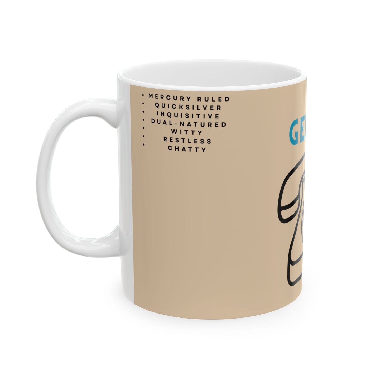 Astrological Wheel GEMINI Mug, Funny Bday Gift