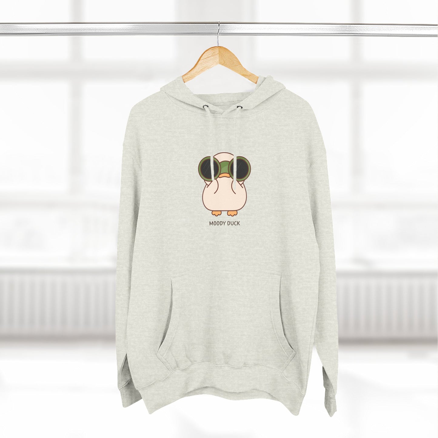 Cute Duck Fleece Hoodie, Grey