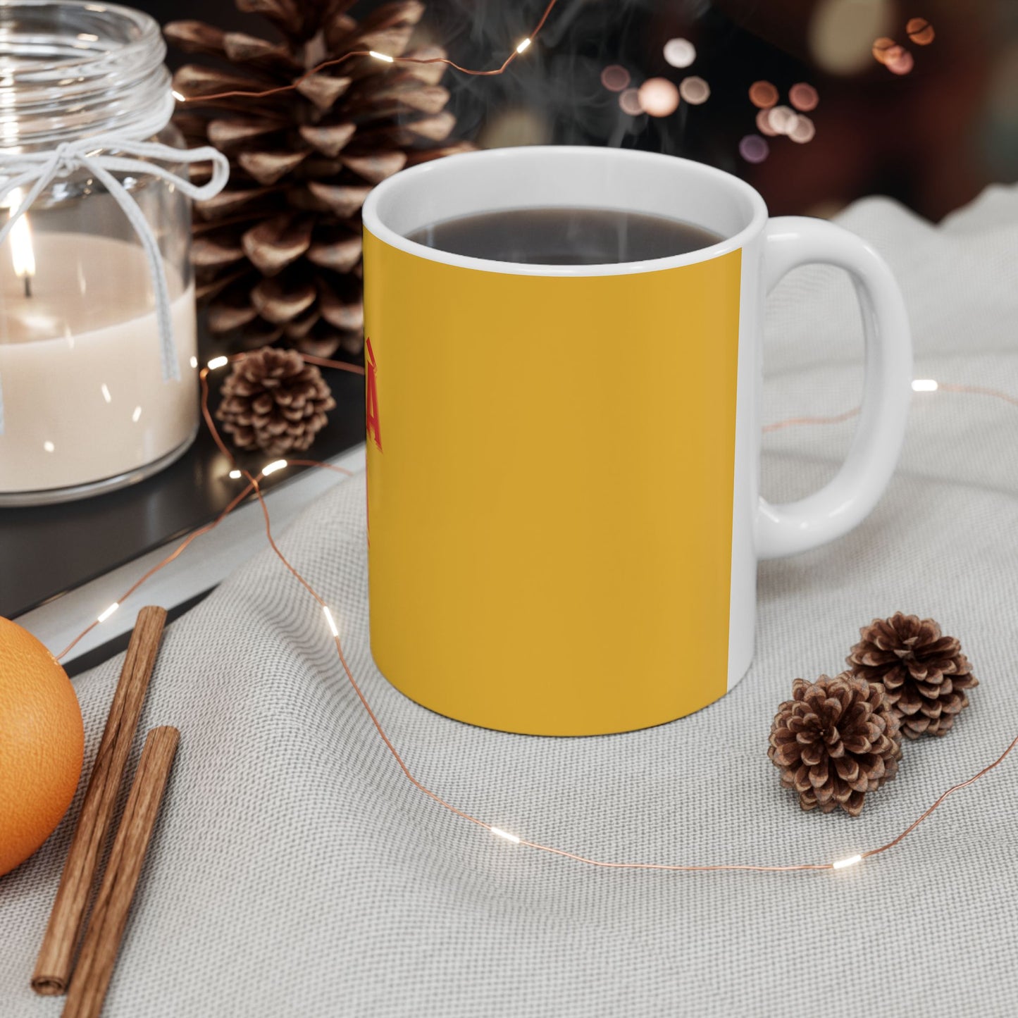 Deja Vu - "Living in the Illusion" Ceramic Mug, Yellow