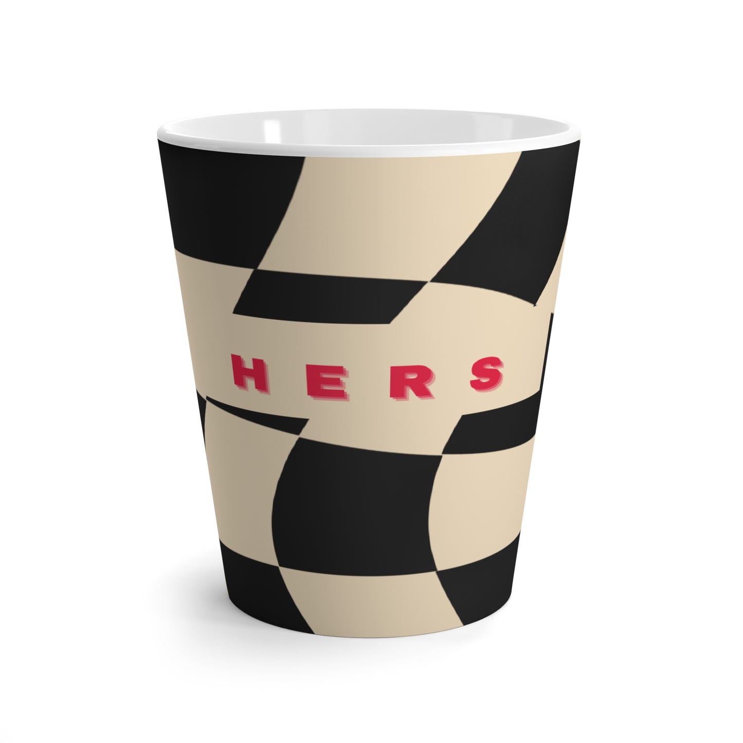 Stylish Latte Cup for "Her", Wavy Checker Board