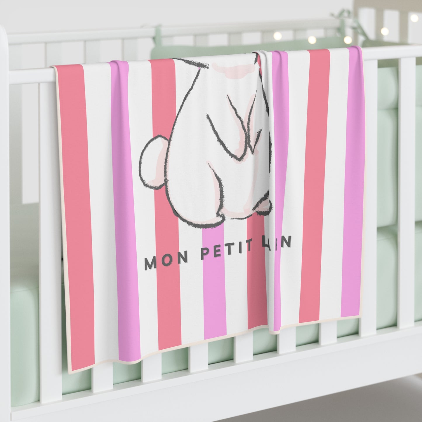 Pink Striped Baby Girl Blanket - My Little Bunny
