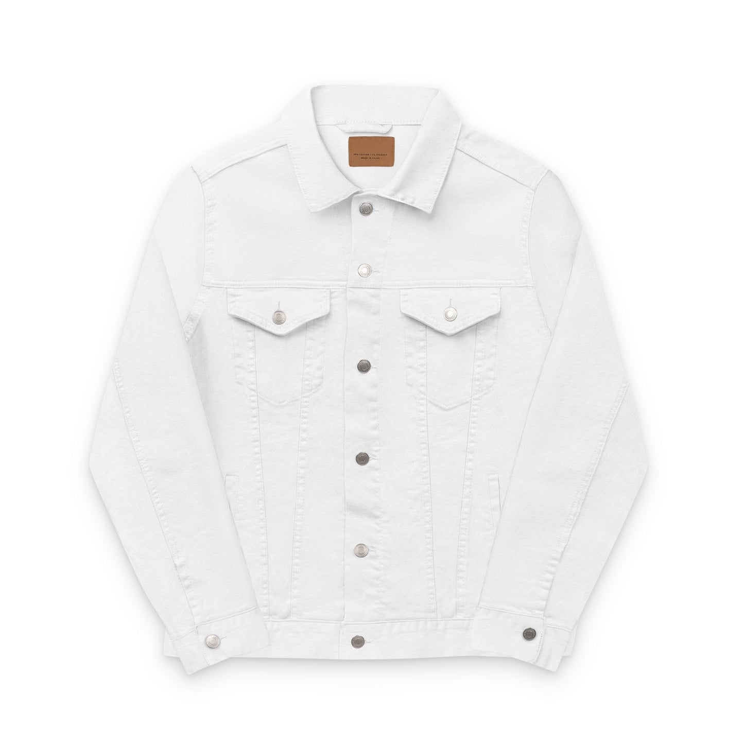 White denim jacket on a white background