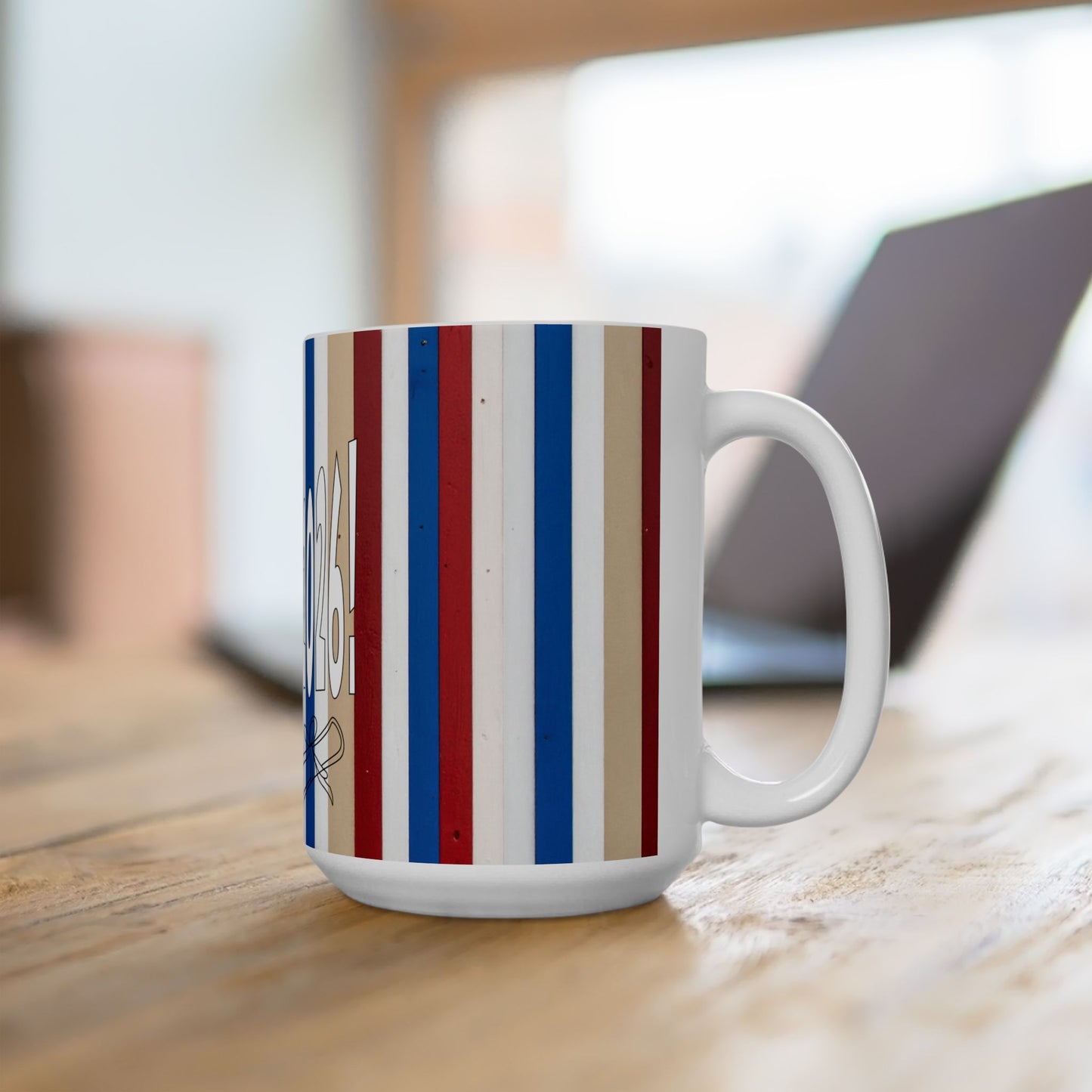 Class of 2026 Graduation Mug — Red, White & Blue Striped
