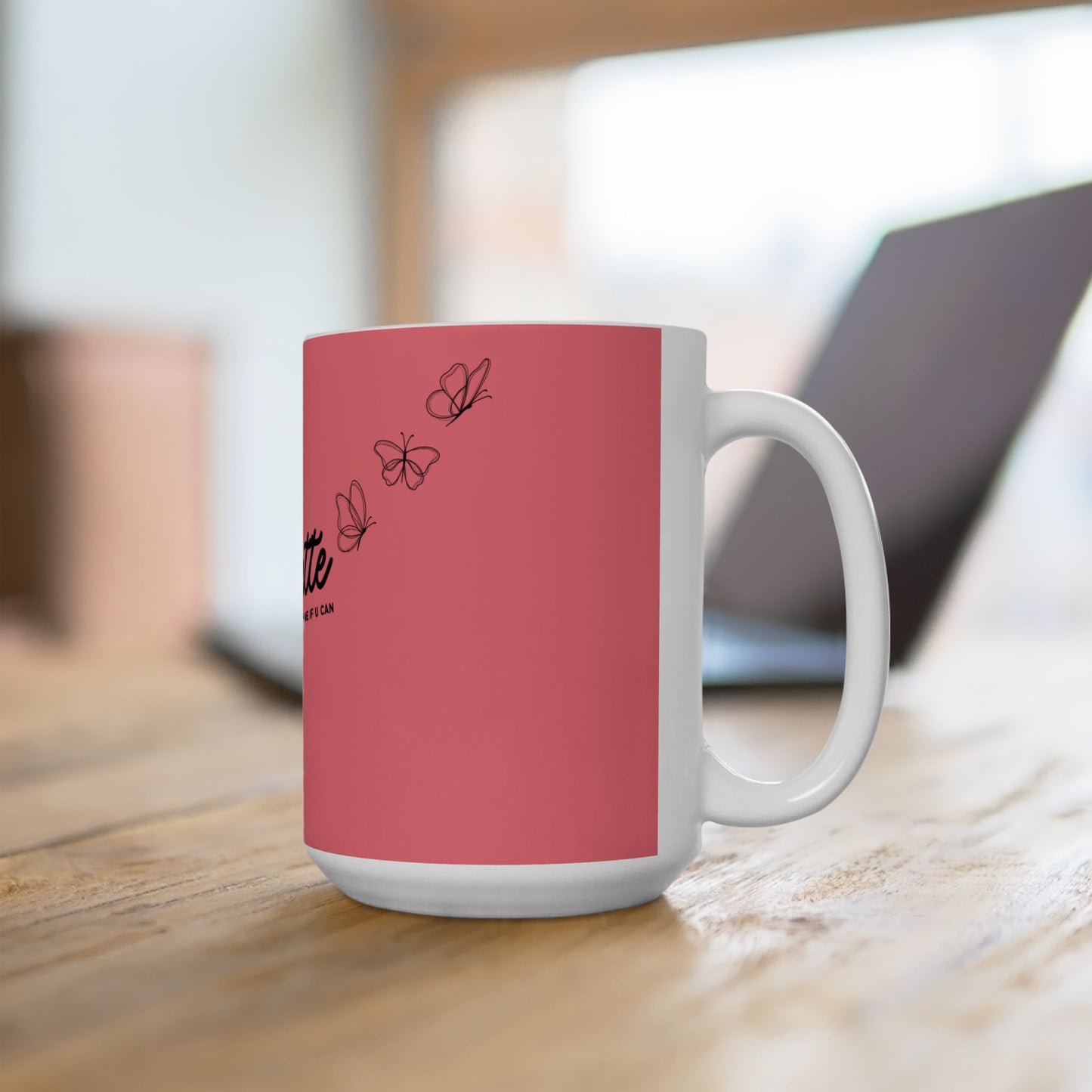Butterfly Coquette Ceramic Mug, Pretty Pink Tea Cup