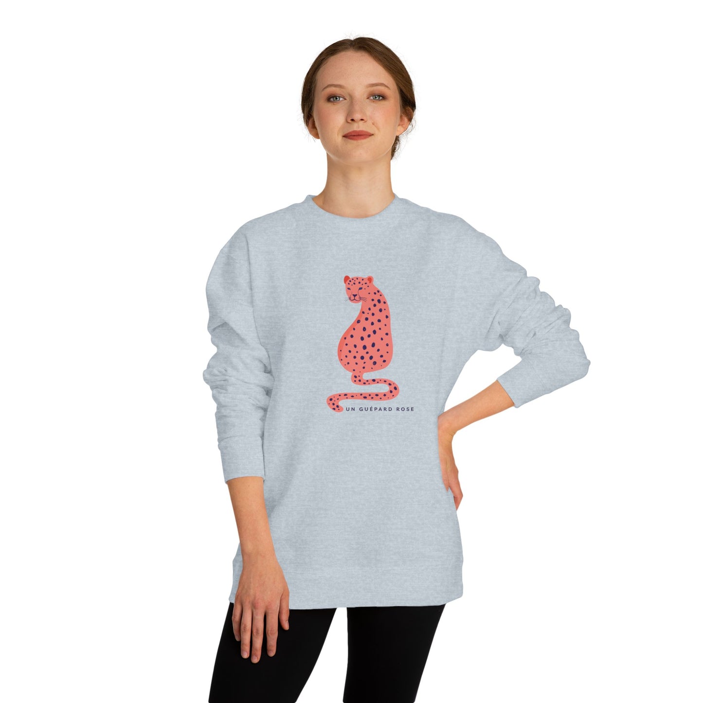 Pink Leopard Ladies Crew Neck, Colorful Sweatshirt