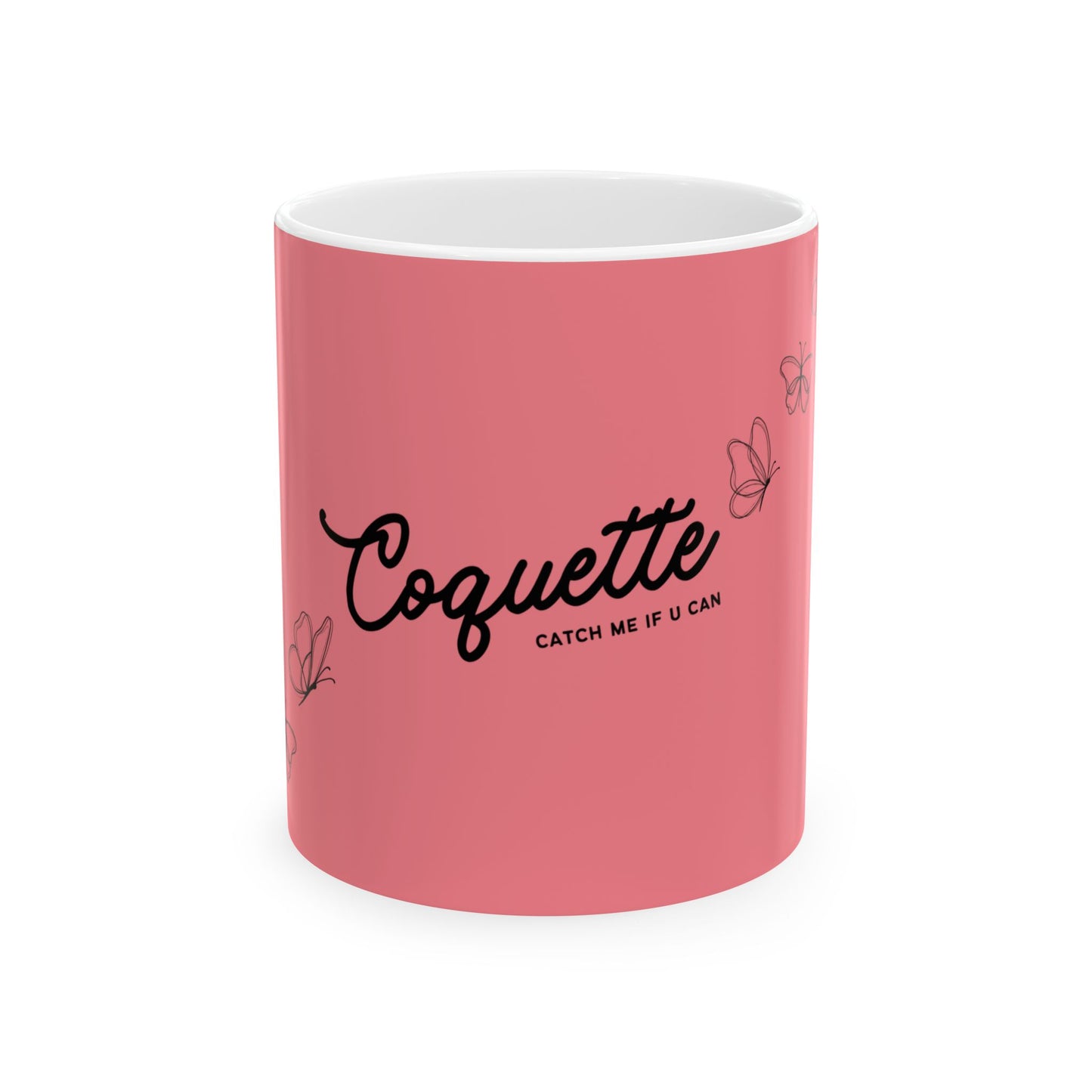 Butterfly Coquette Ceramic Mug, Pretty Pink Tea Cup