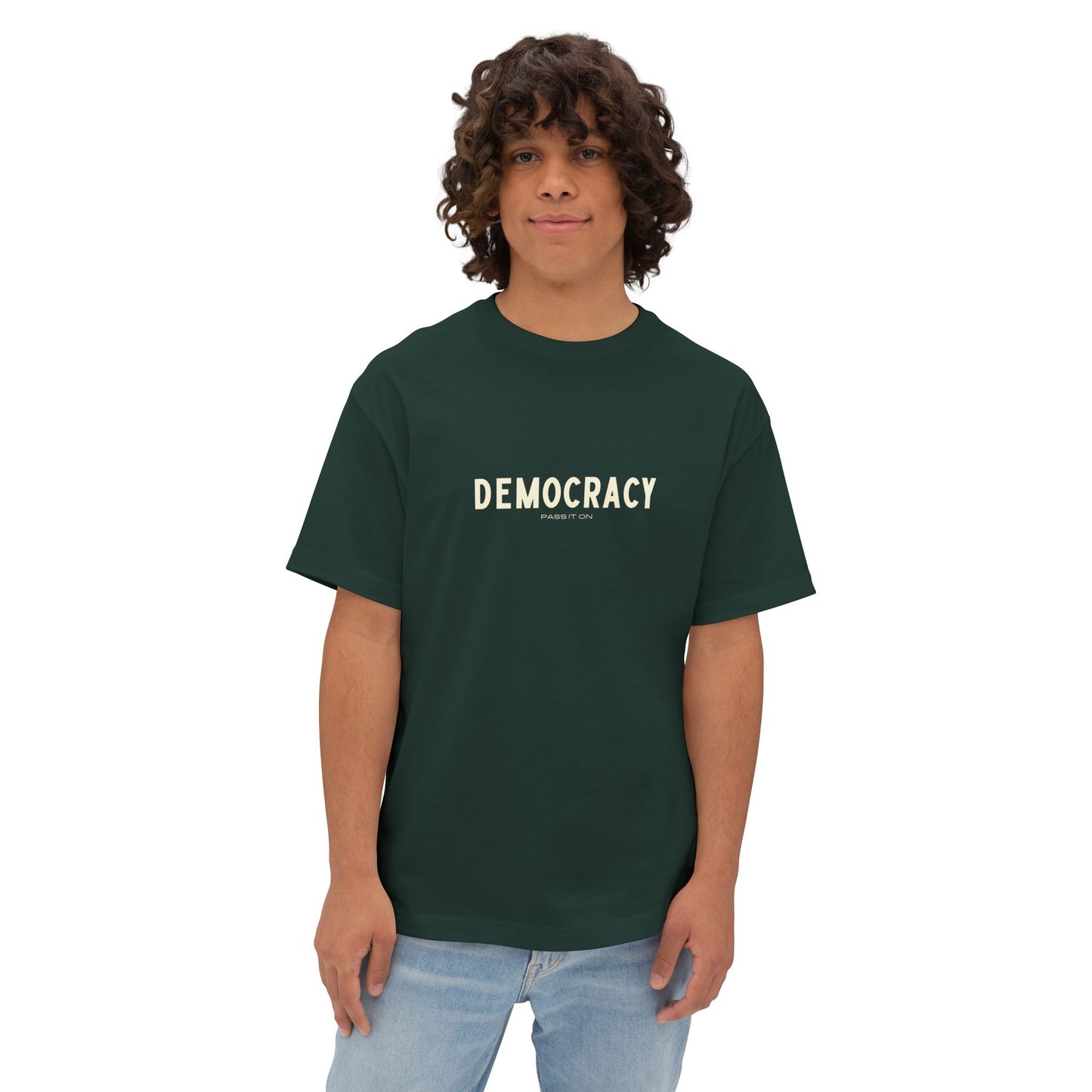 Unisex Oversized Boxy Tee - 'DEMOCRACY'