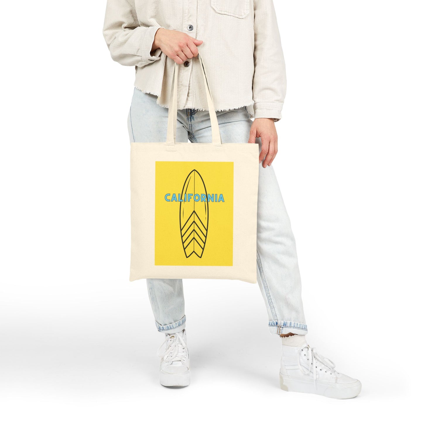 California Surf Cotton Canvas Tote Bag, YELLOW