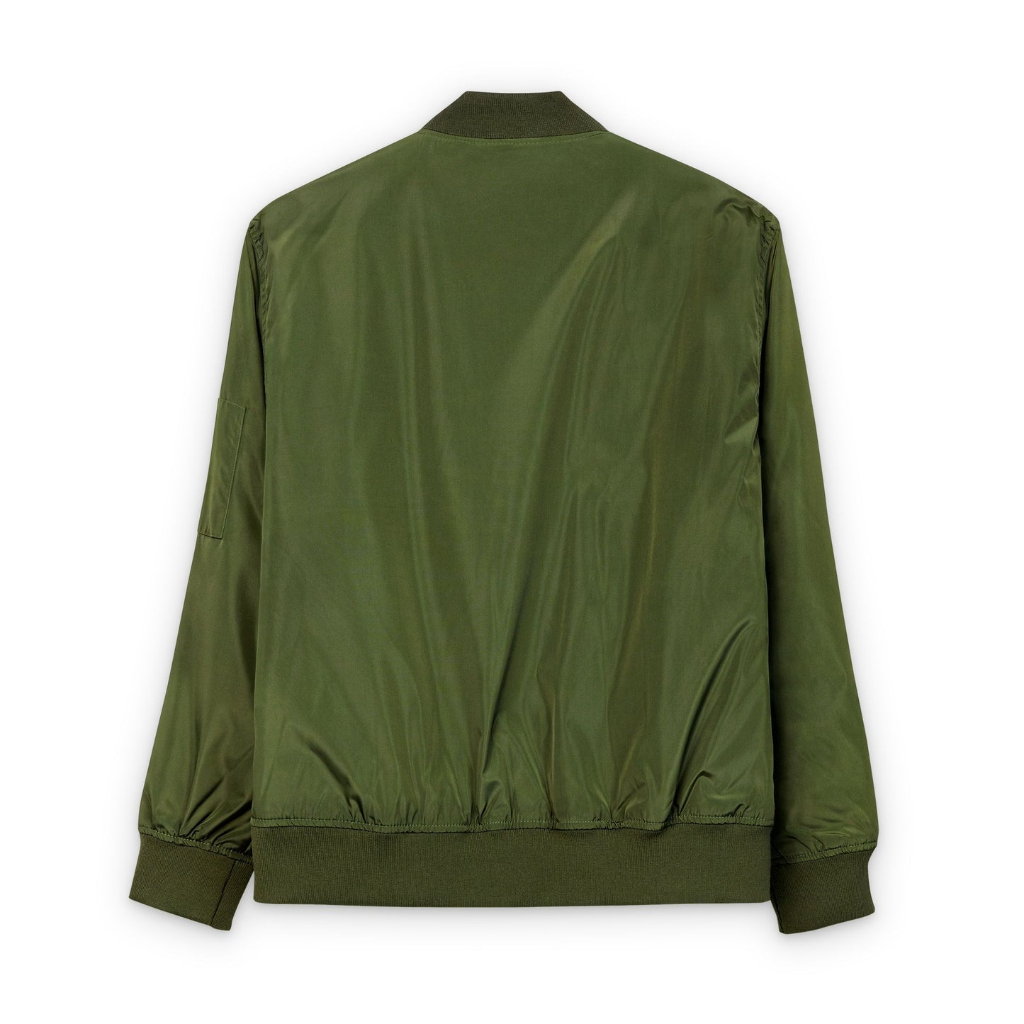 Green bomber jacket on a white background