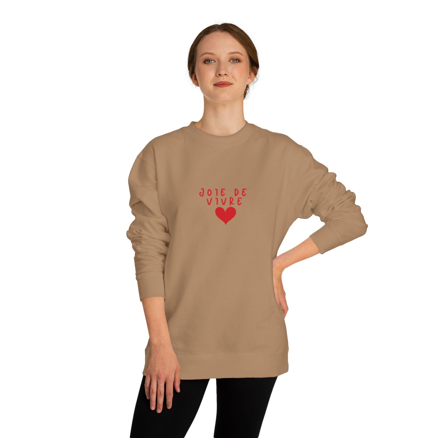 Joie de Vivre Heart Sweatshirt - Cozy French Crew Neck
