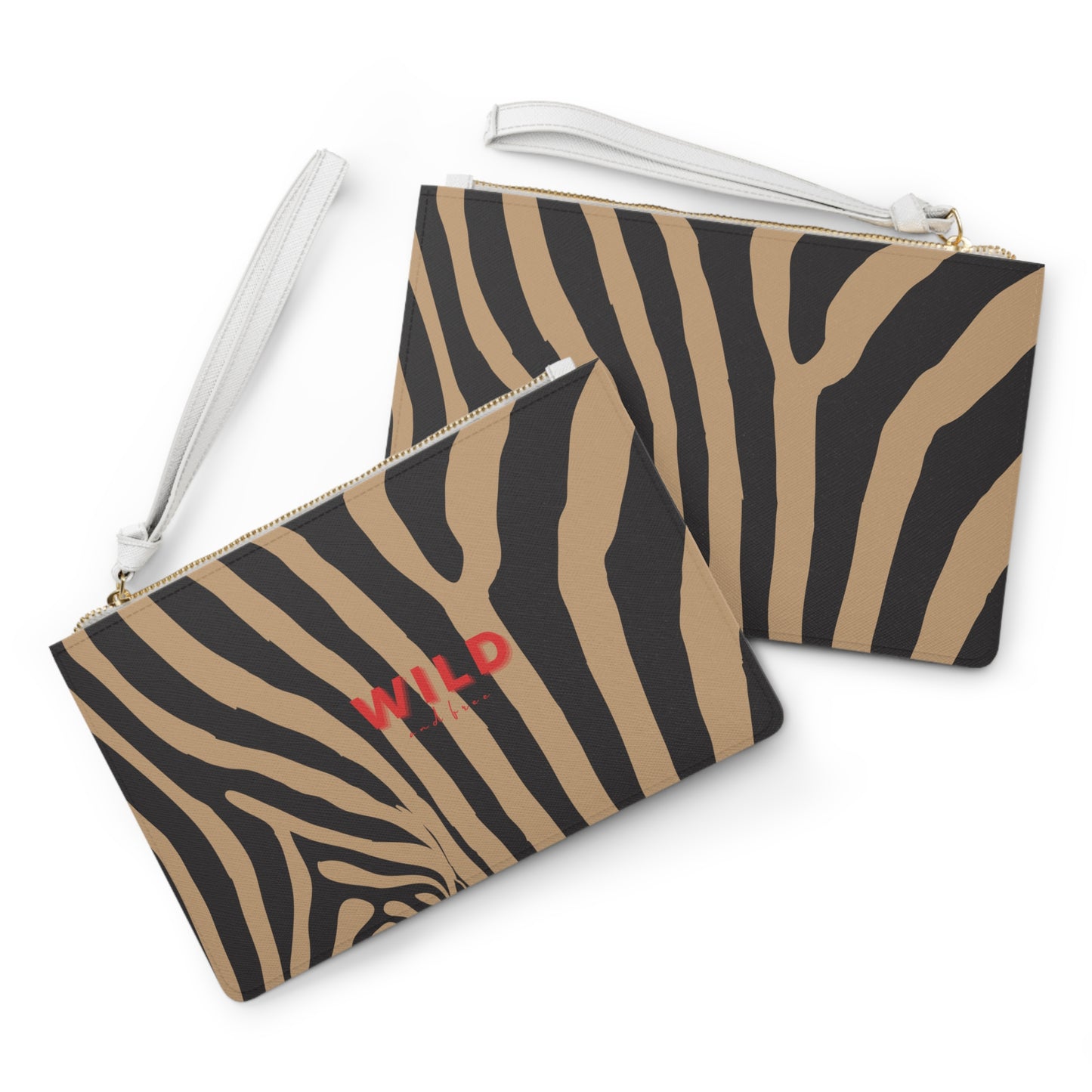 Chic Zebra Print Clutch Bag, Vegan Leather