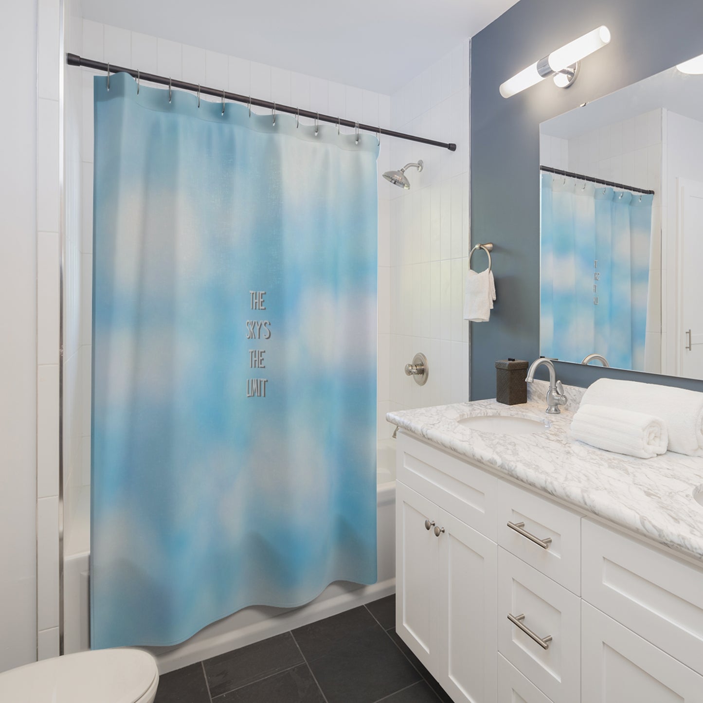 Sky Blue 'The Sky's The Limit' Shower Curtain — Calming Cloud Bathroom Decor