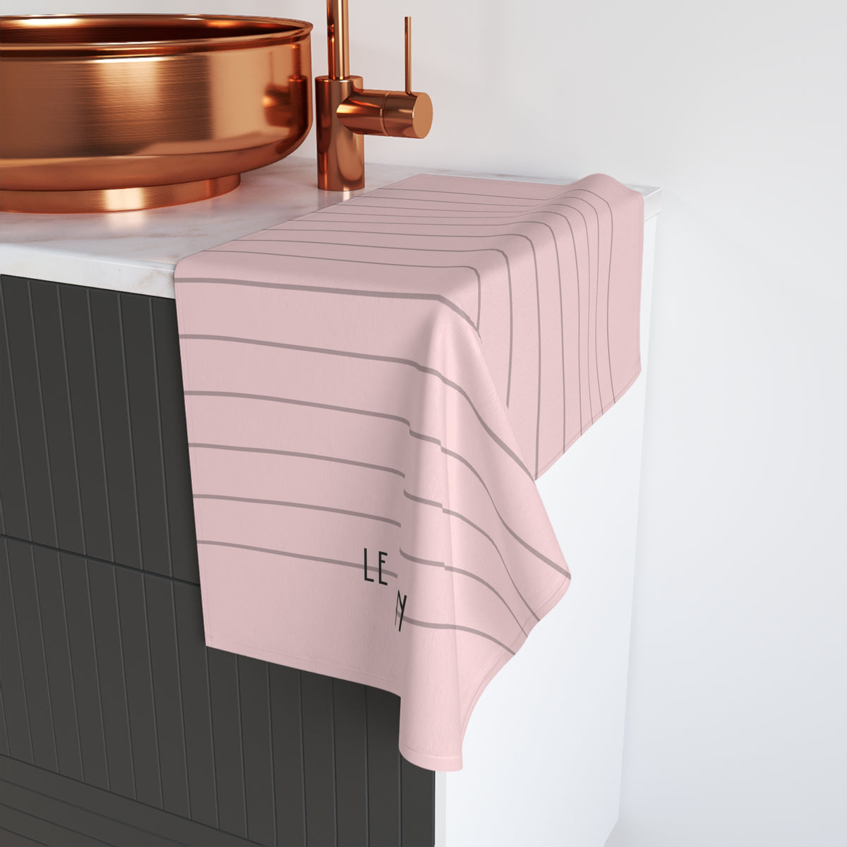 Delicate Striped Ballet Pink 'Le Bain' Hand Towel — Chic French Bathroom Towel